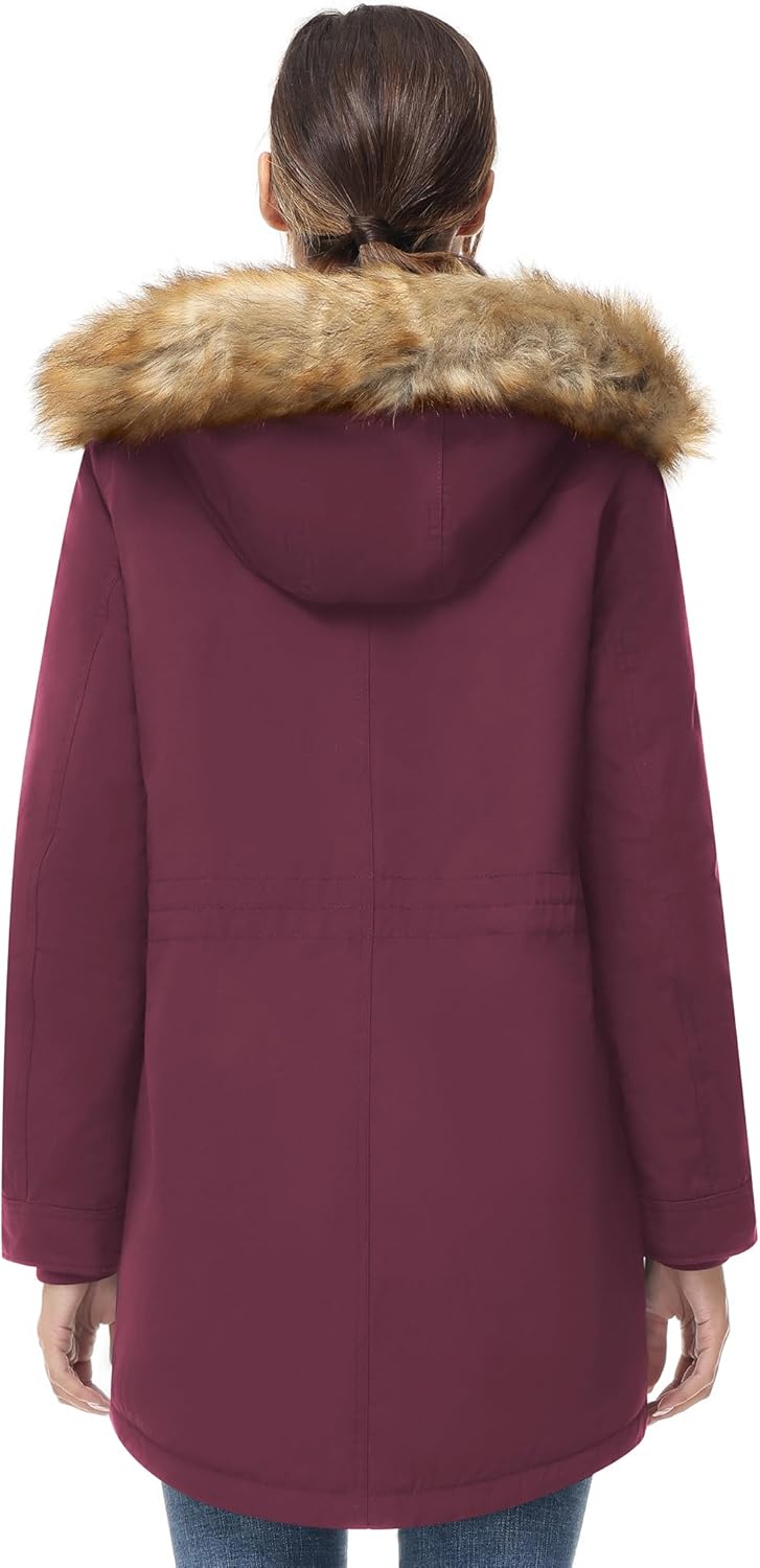 ANOTHER CHOICE Women's Hooded Winter Coat Waterproof Parka Jacket Warm Sherpa FLeece Lined Winter Parka Coat - Image 3