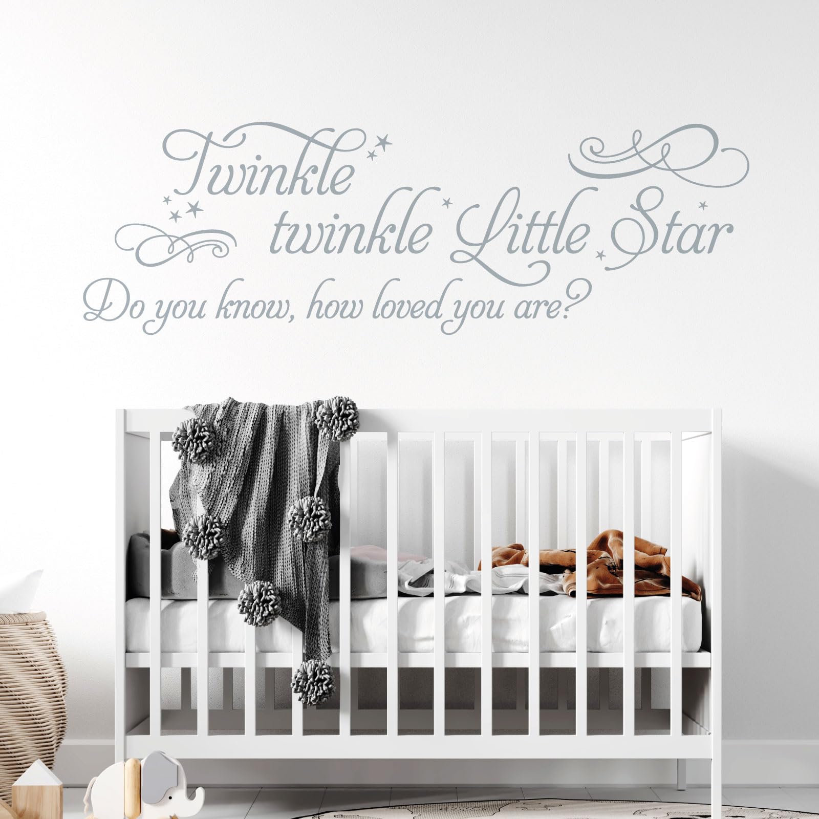 Twinkle Twinkle Little Star, do You Know How Loved You are?... - Baby Nursery Wall Art Sticker [Large] [Silver]