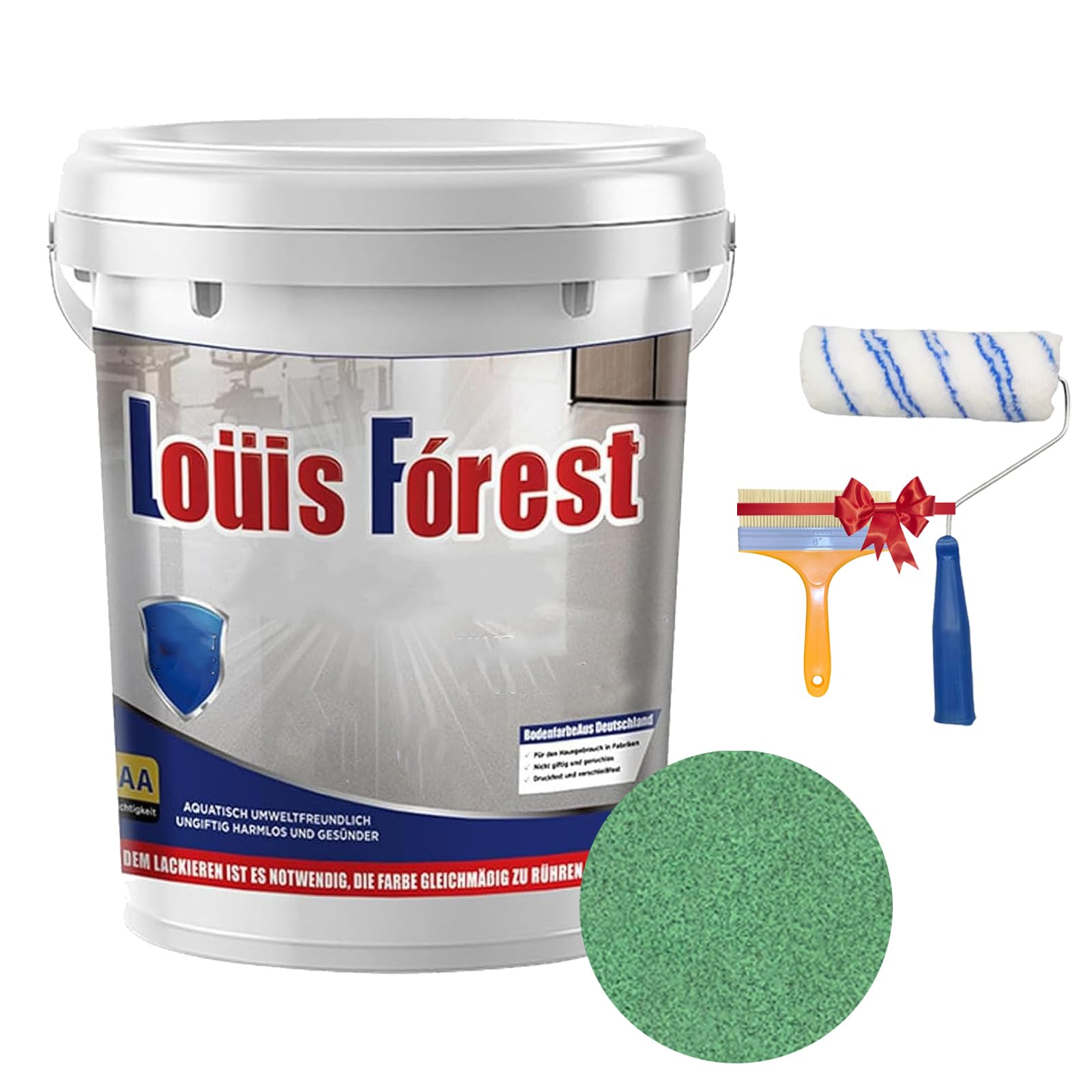 Epoxy Colored Sand Floor Paint, High Gloss Marble Effect Epoxy Floor Coating, Suitable For Both Interior And Exterior, Wear-Resistant And Anti Slip Paint (Green)