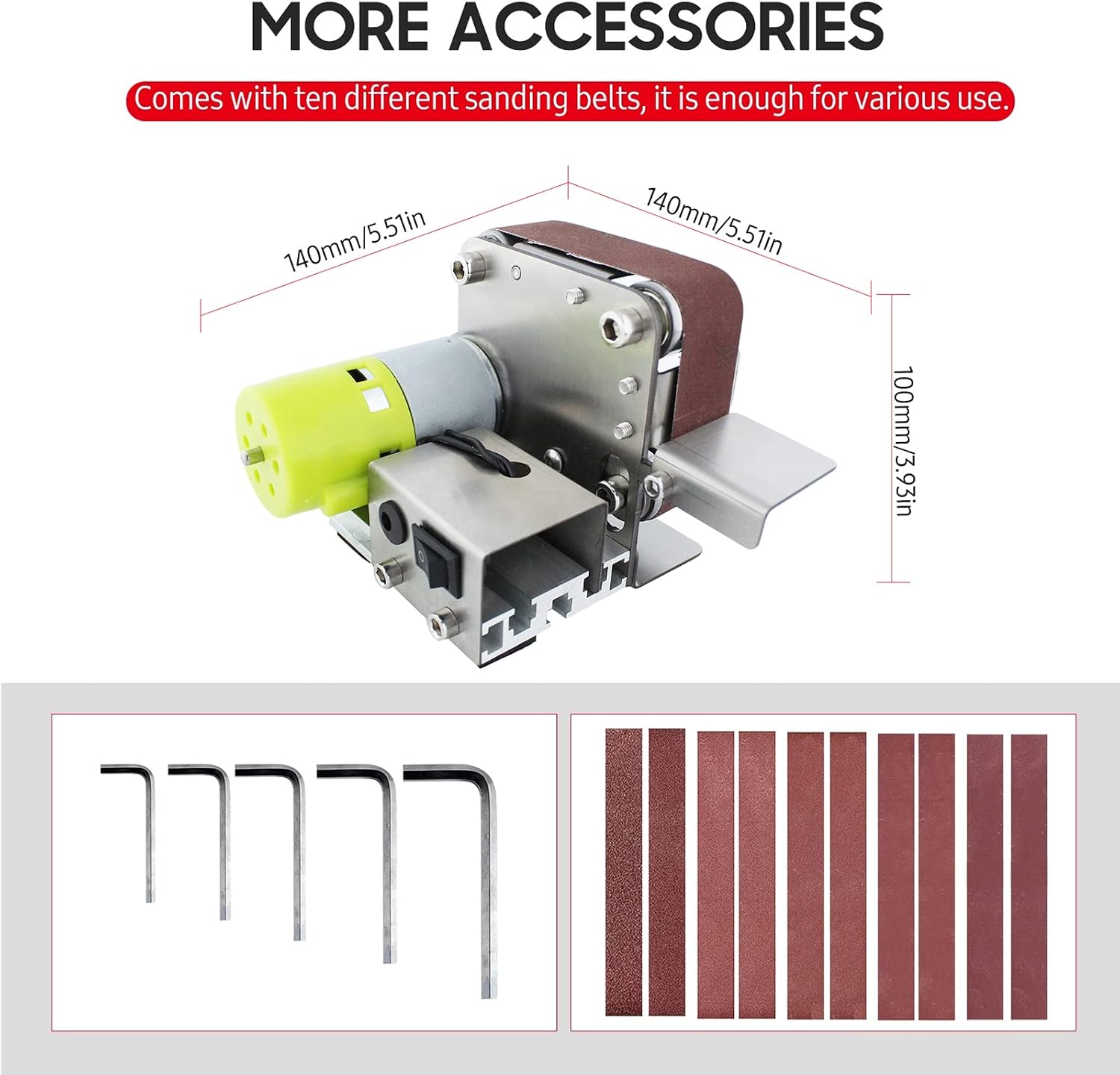 Belt Sander, DIY Mini Electric Belt Sander, Polishing Grinding Sanding Machine, 7 Adjustable Speed Belt Grinder, Mini Power Belt Sander for Woodworking Metal Knife Making(Motor 775)