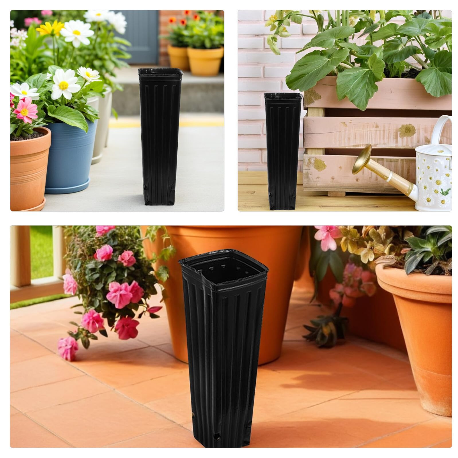 Pots de Pépinière Profonds Noirs en Plastique 10X30 CM Lot de 80 Pots Rectangulaires pour Semis Culture de Fleurs Légumes et Plantes D’Intérieur Drainage Intégré Réutilisable
