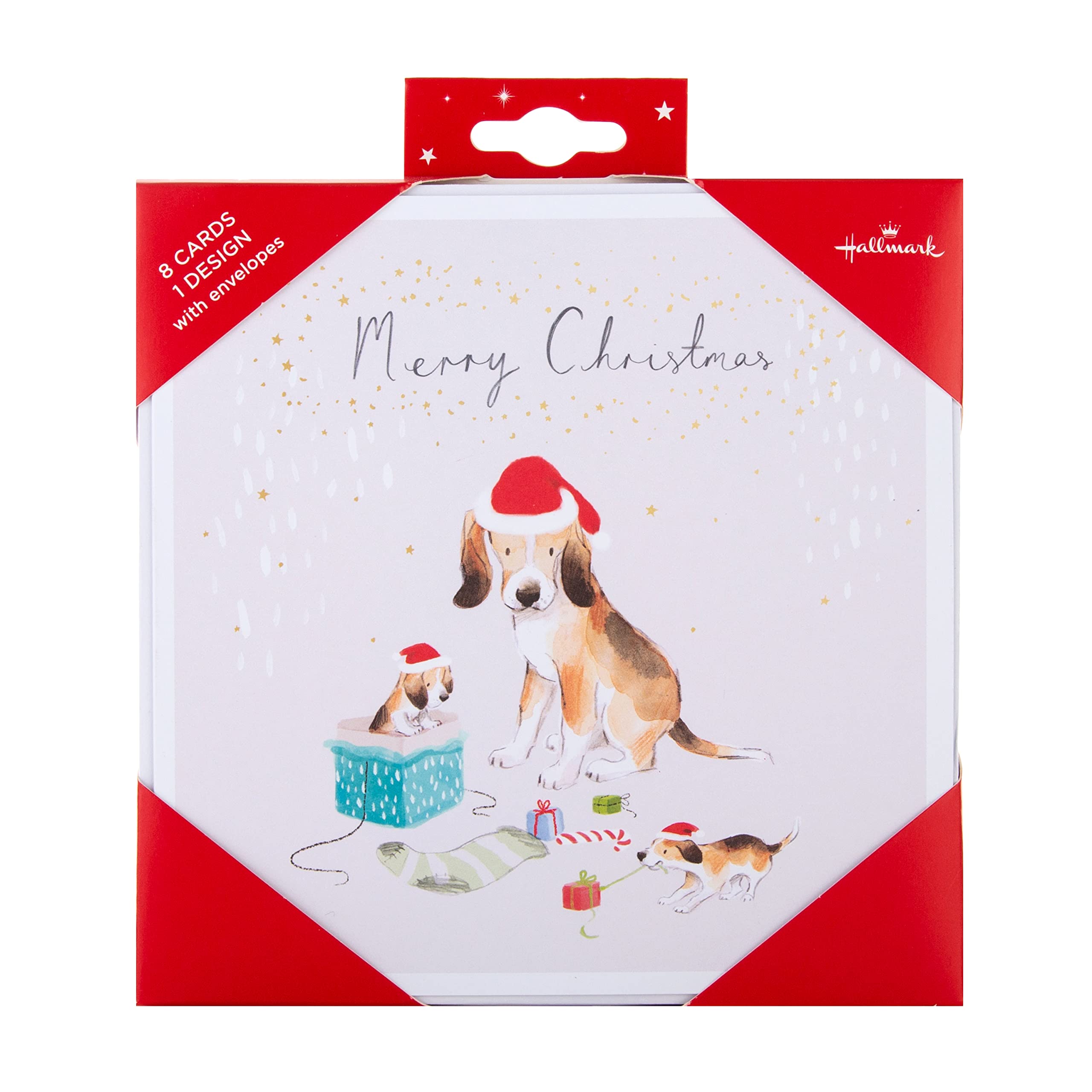 Christmas Cards, Contemporary Festive Dog Design, Pack of 8, 25572282, Cute Dogs Christmas Card Pack