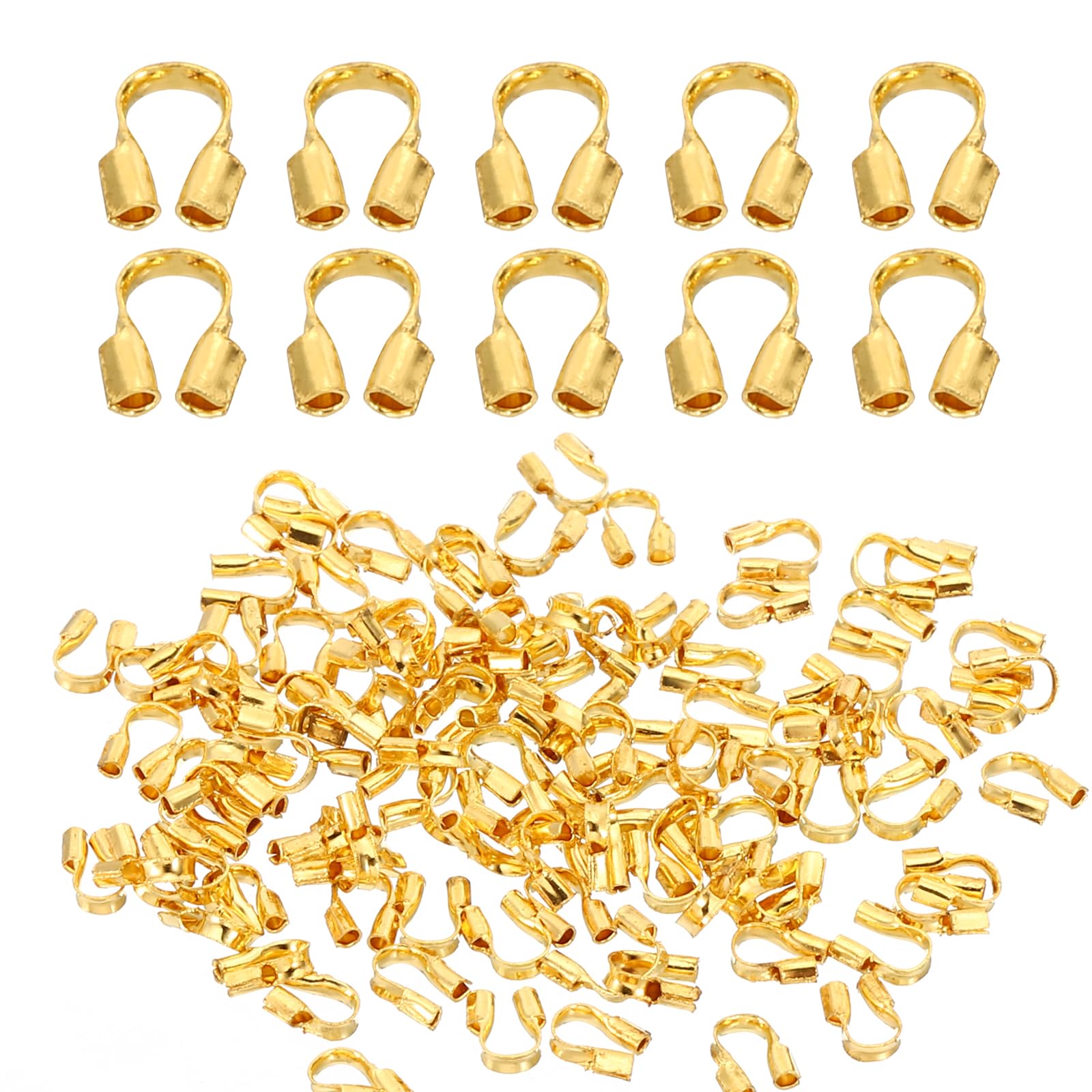 PATIKIL 0.7mm Hole Wire Guard Thread Protector, 100Pcs Alloy U Shape Loop for Jewelry Making Necklace Bracelet Earring DIY Crafts Accessories, Gold Tone