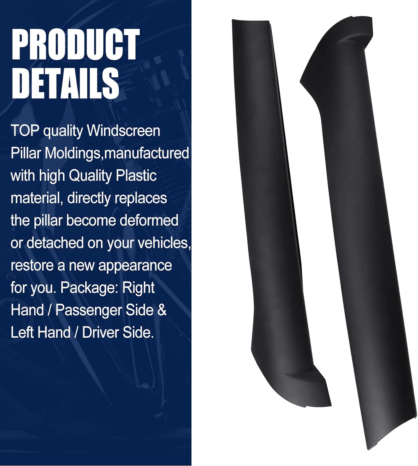 Windscreen Pillar Trim Outer Left + Right Side Compatible with Land Rover Discovery 2 1999-2004 DCB500060PMA DCB500070PMA