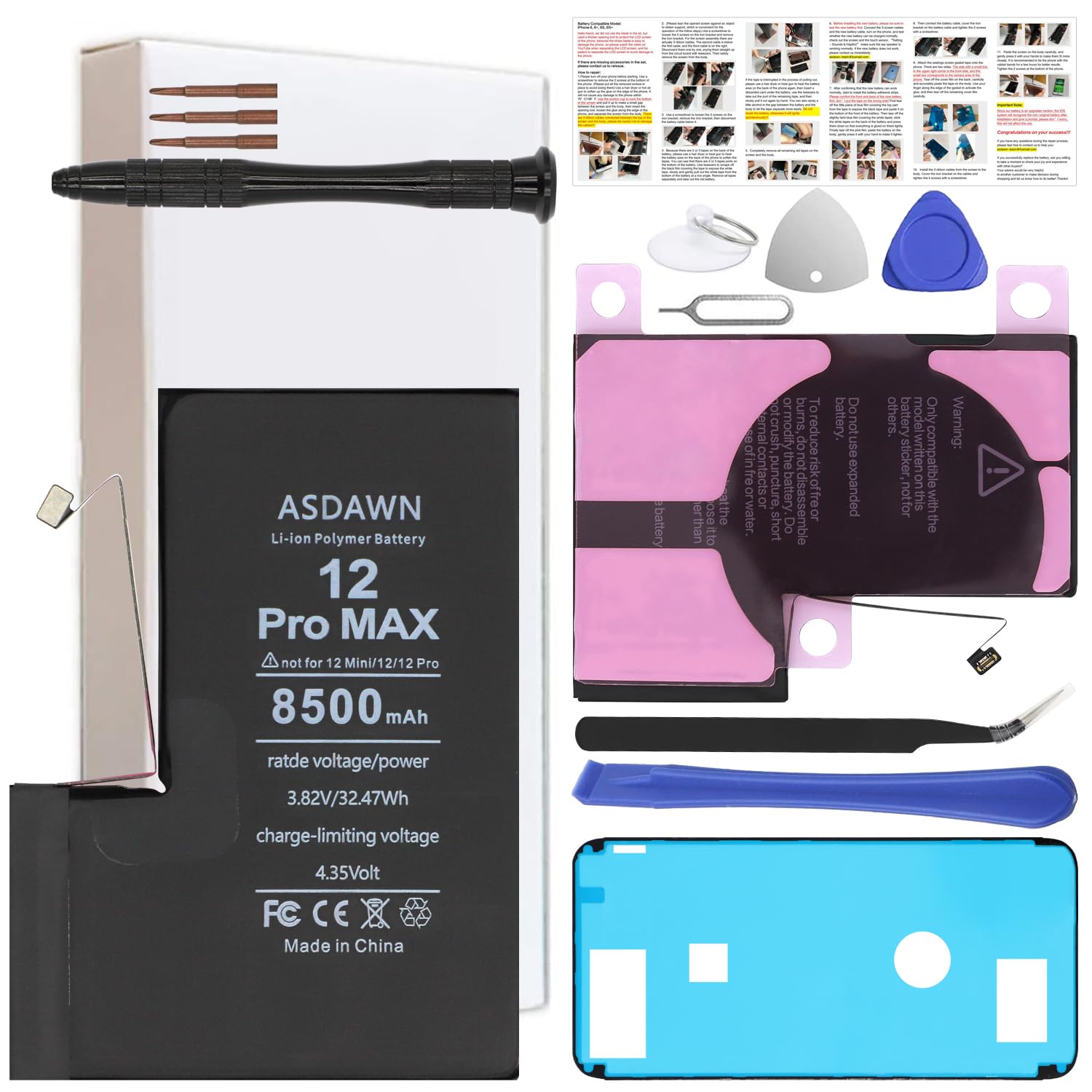 Amazon.com: ASDAWN 8500mAh Battery for iPhone 12 Pro Max (Not for