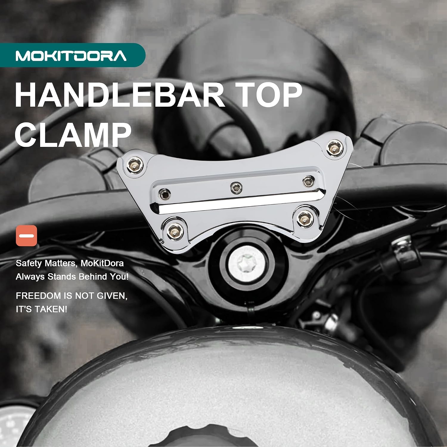 MoKitDora Touring 1 Inch Top Clamp Anti-Slip Handlebar Risers Clamps Compatible with 1997-Later Harley Touring Street Electra Road Glide King Models, Chrome