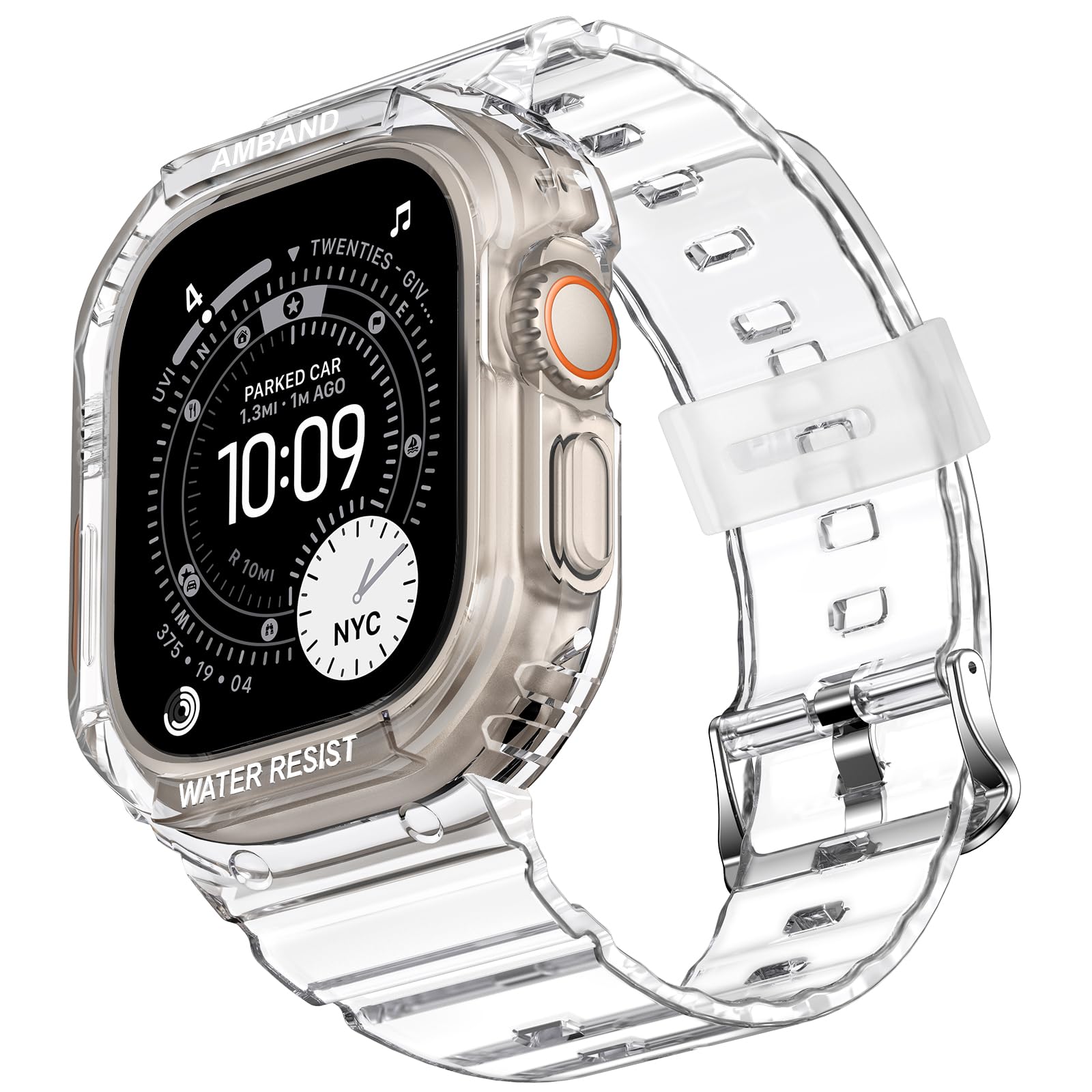 amBand M1 Rugged Case with Strap Compatible with Apple Watch Series 8/7 45mm, Durable TPU Military Sport Wristband with Bumper Protective Cover Designed for iWatch 6/SE/5/4/3/2/1 44mm 42mm Men