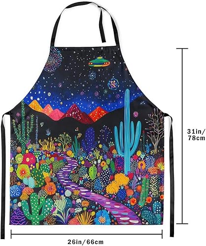 Miniatura 3 de Castle Fairy Delantal de cocina Alien UFO Retro Jungle Sketch Delantal