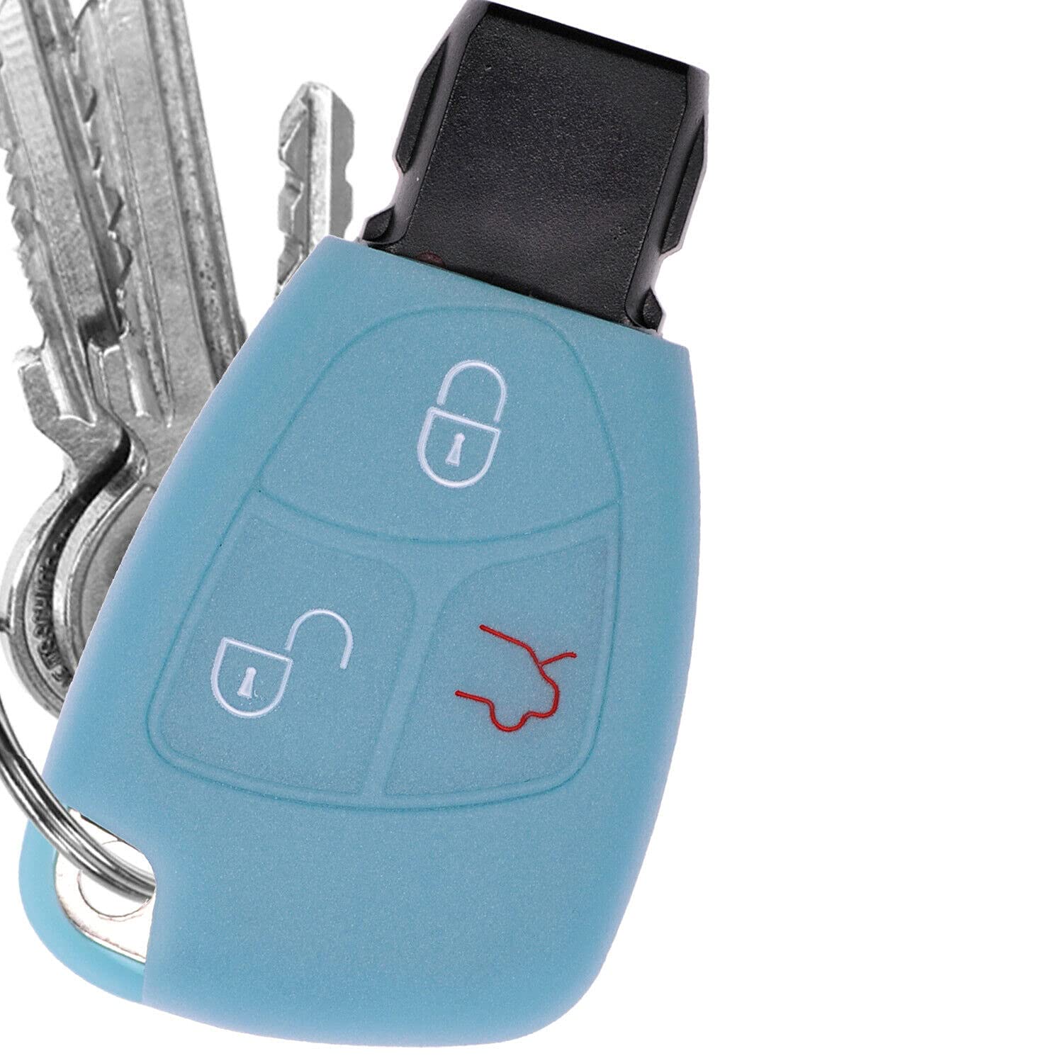 LELNOOS Silikon Schlüsselhülle Für Mercedes - Autoschlüssel Cover 3 Tasten Design