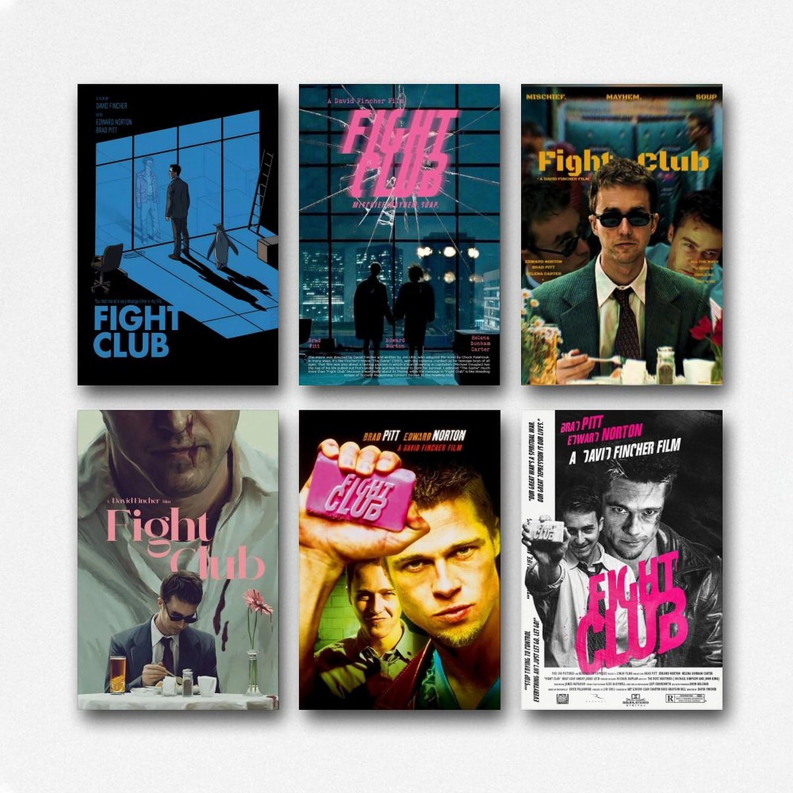 Ein Set von 6 Kampf-Postern, Club, Film, Aktion, Kriminalität, Vintage, Wandkunst, Leinwand, Poster, Raumdekor, ästhetischer Druck, Dekoration, 20 x 30 cm, Stil 1