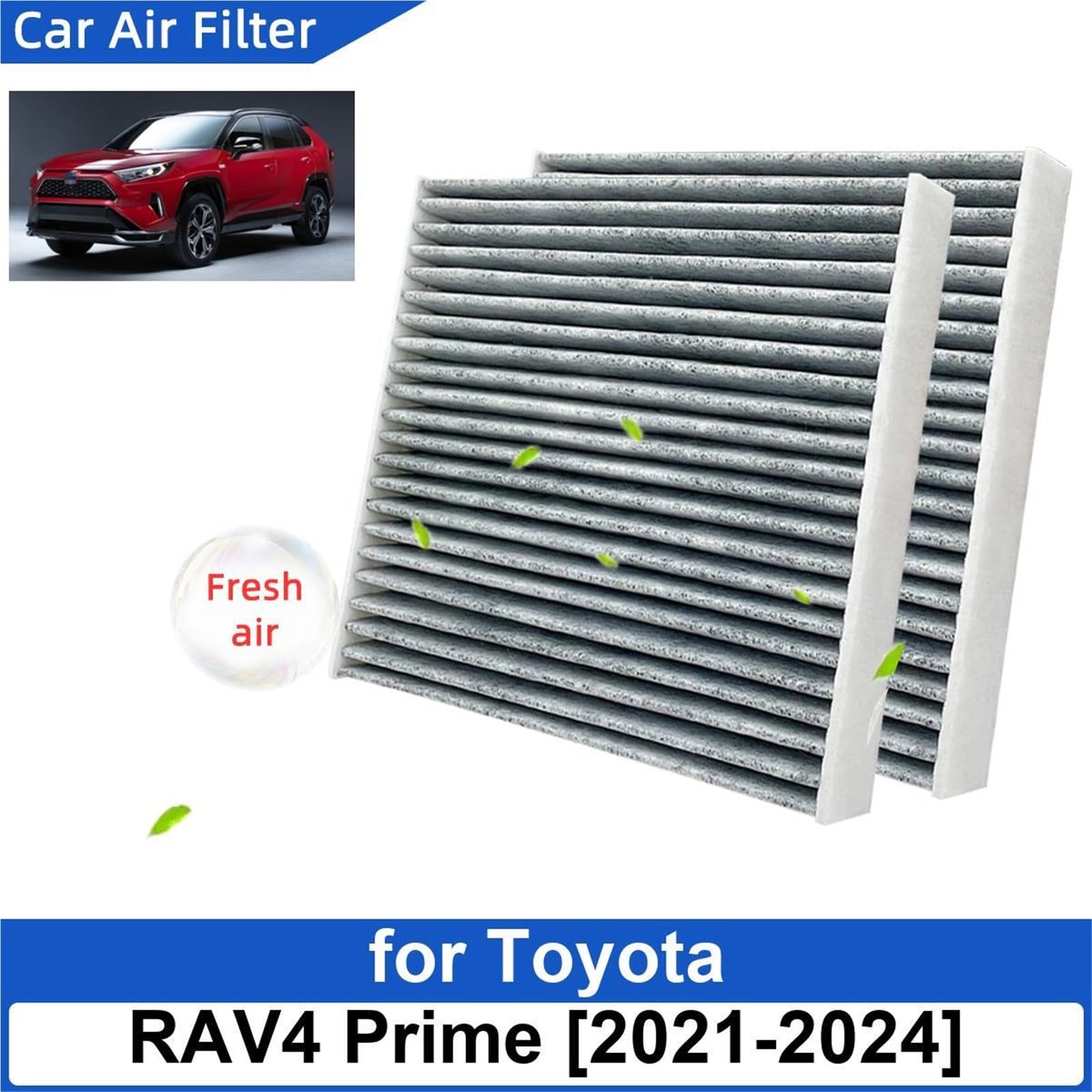 Filtr powietrza samochodowy pasujący do Toyoty RAV4 Prime 2021-2024 Filtry kabinowe z włókna węglowego 87139-0E040 87139-0R030 CF12157 filtr powietrza do wnętrza(5PCS)