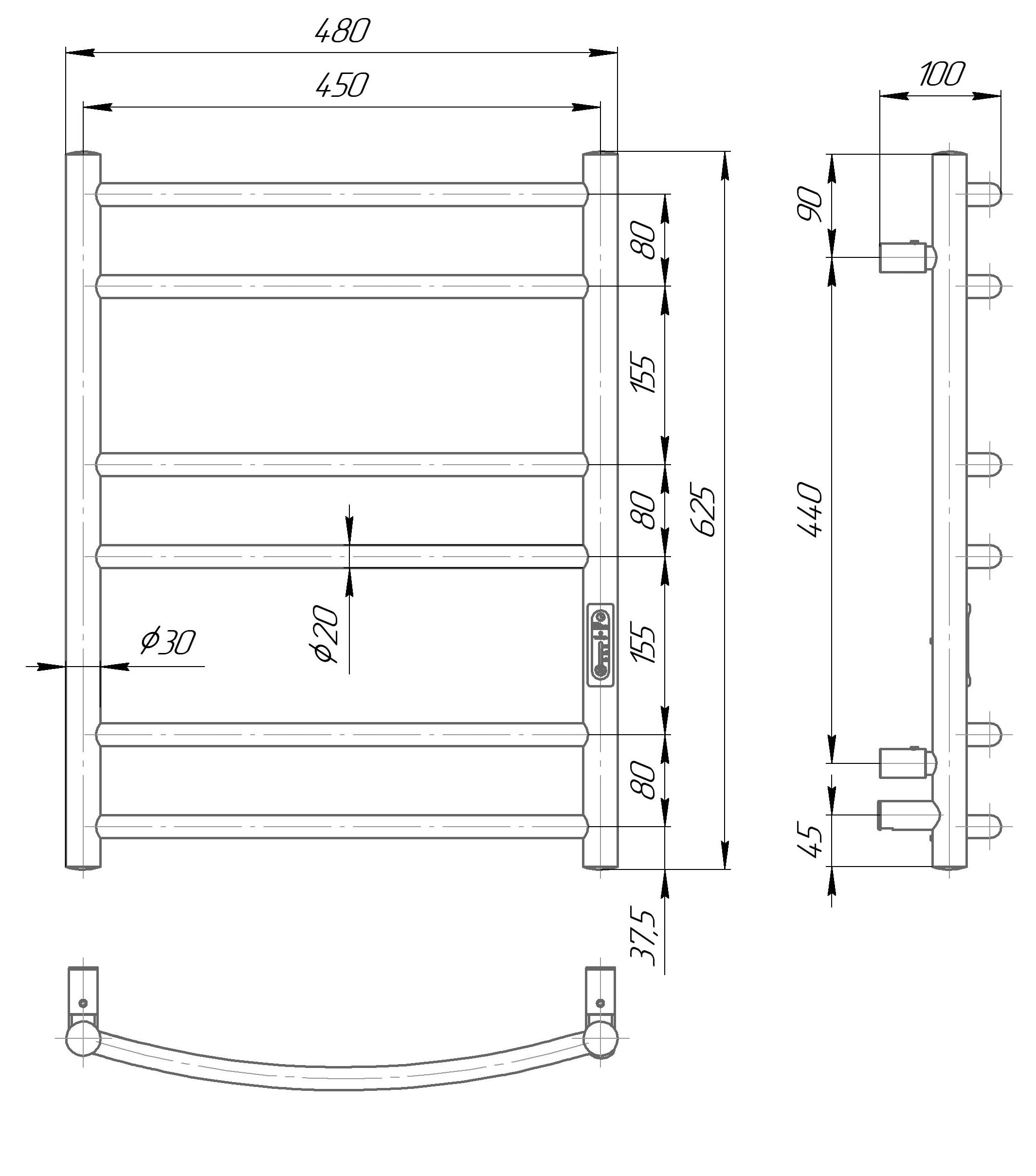 Podgrzewacz do ręczników ze stali nierdzewnej, 625 x 480 mm, grzejnik elektryczny do łazienki z timerem i termostatem, 84 W, IP44