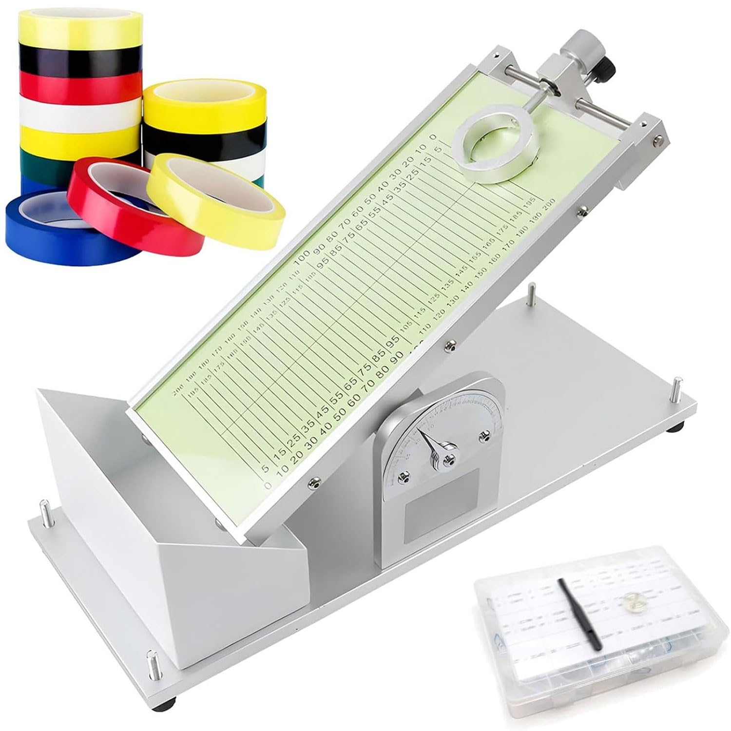 Manueller Klebeband-Tester mit 32 Stahlkugeln, einstellbarer Winkel 0-60°, für Klebebänder, Schutzfolien, Aufkleber, Etiketten, Schaumstoff und Klebstoffe