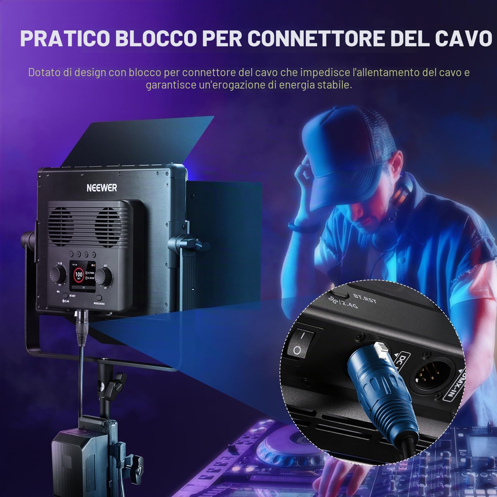 Neewer 6ft/1.8m D-Tap Maschio a 4 Pin XLR Femmina Cavo di Alimentazione PL60C LED Continua Video Luce, NC011