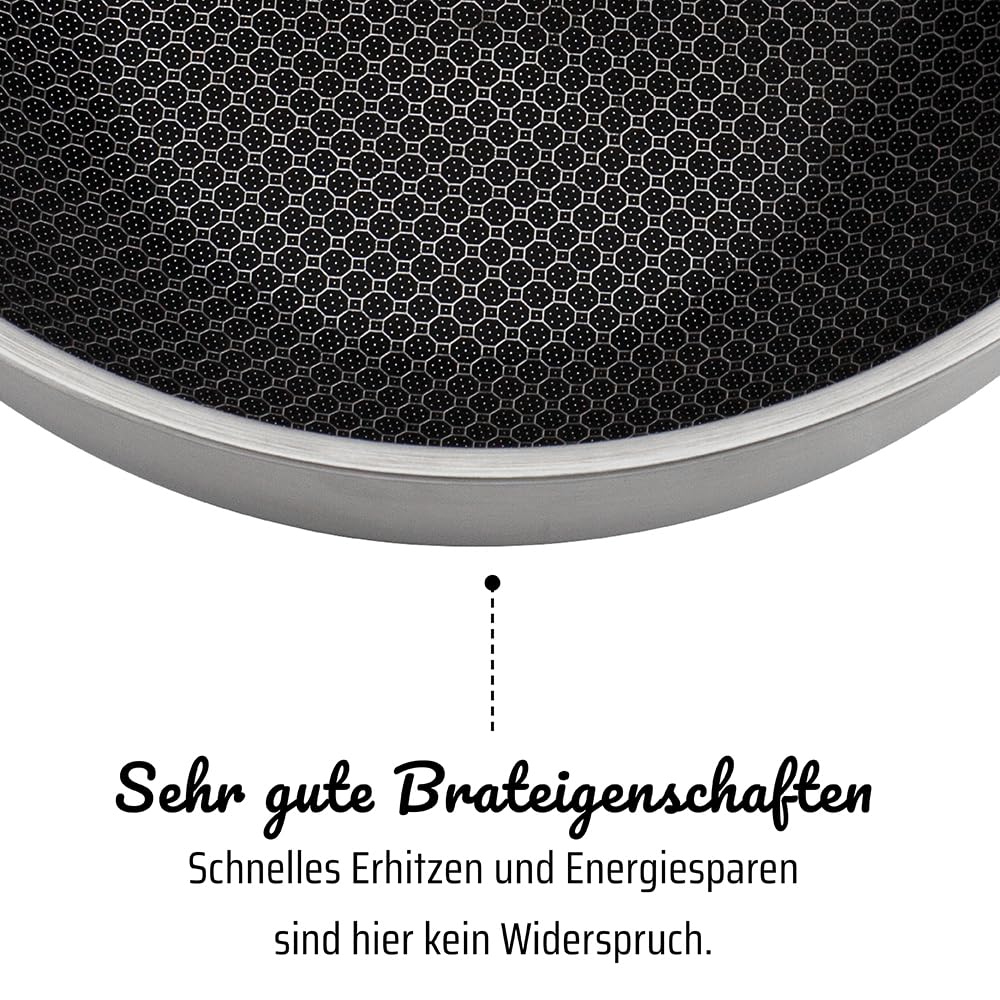 GSW 868549 Inoxxa Black, Bratpfanne mit Gegengriff und Wabenstruktur - ⌀36 cm