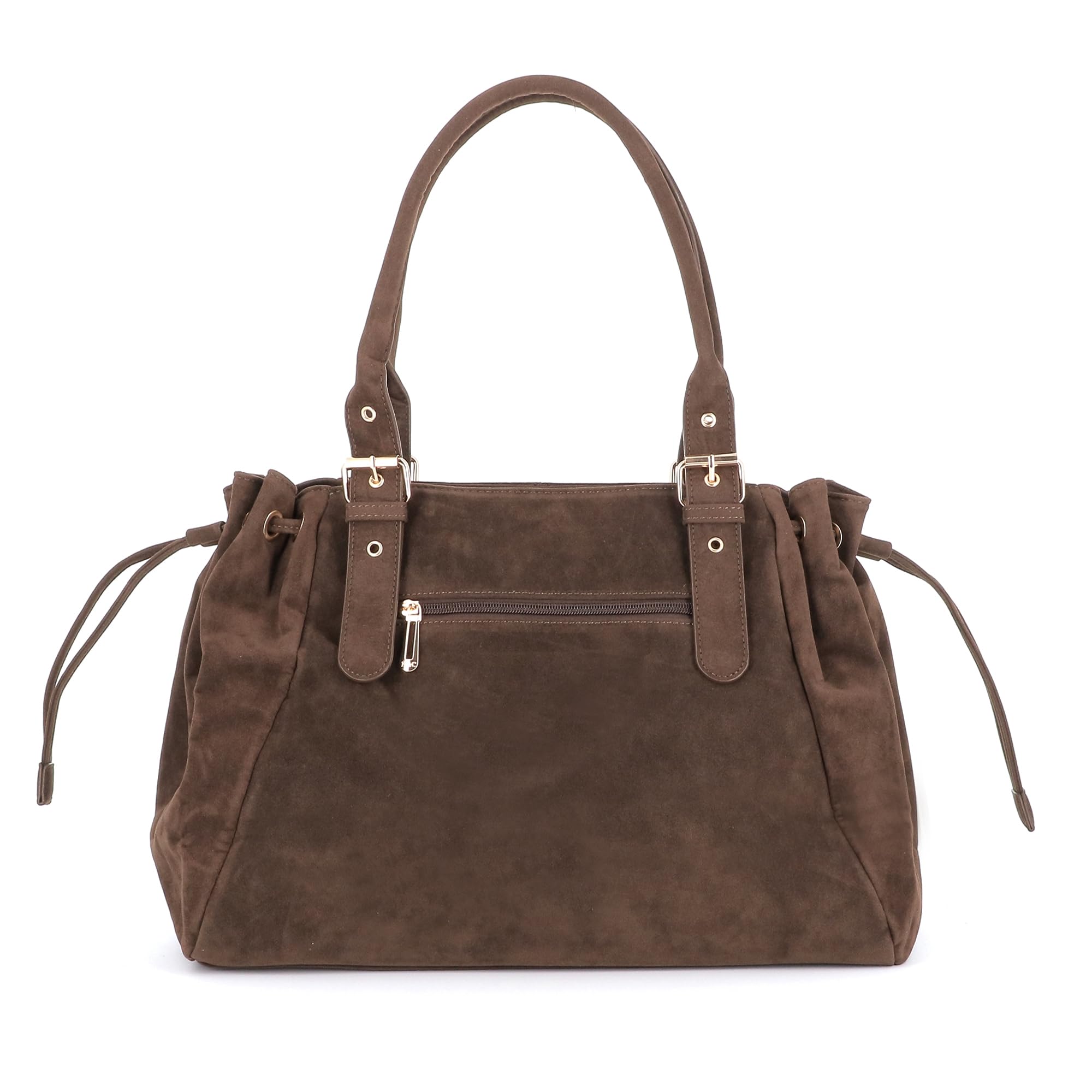 flora & co Sac Cabas Bowling Lacet Similicuir Suédé Femme - Sac À Main Fourre-tout Grande Capacité - Format A4 Cours Lycée Travail Business - Tendance Élégant