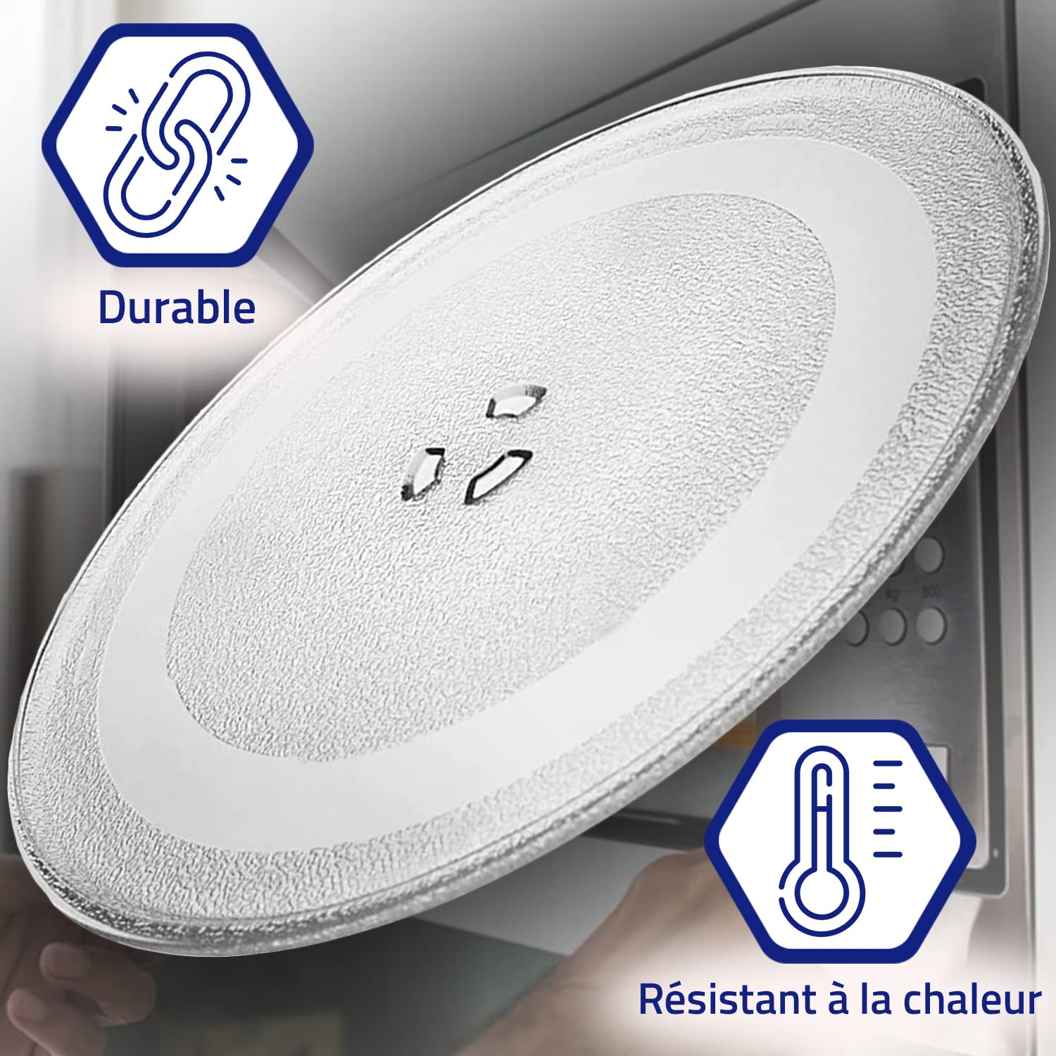 Plateau Verre Micro-ondes Universel 25,5 Cm - 3 Pieds Fixation - Compatible Daewoo Galanz 3517203600