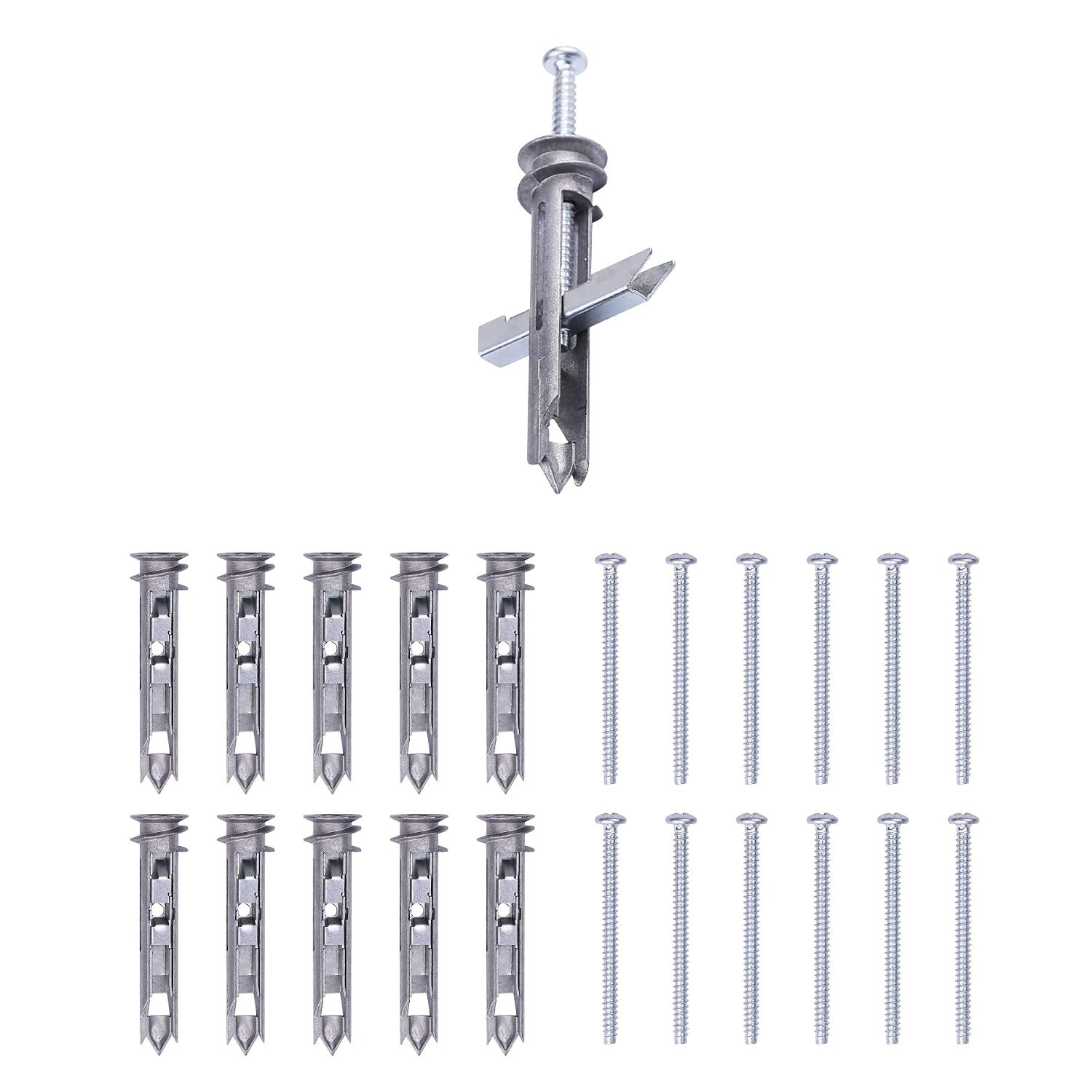 Heavy-Duty Zinc Drywall Anchors Kit, Including 10 Pack Self-Drilling Toggle Anchors and Screws, Hangs Up to 100lb, Toggle Bolts for Hollow Walls