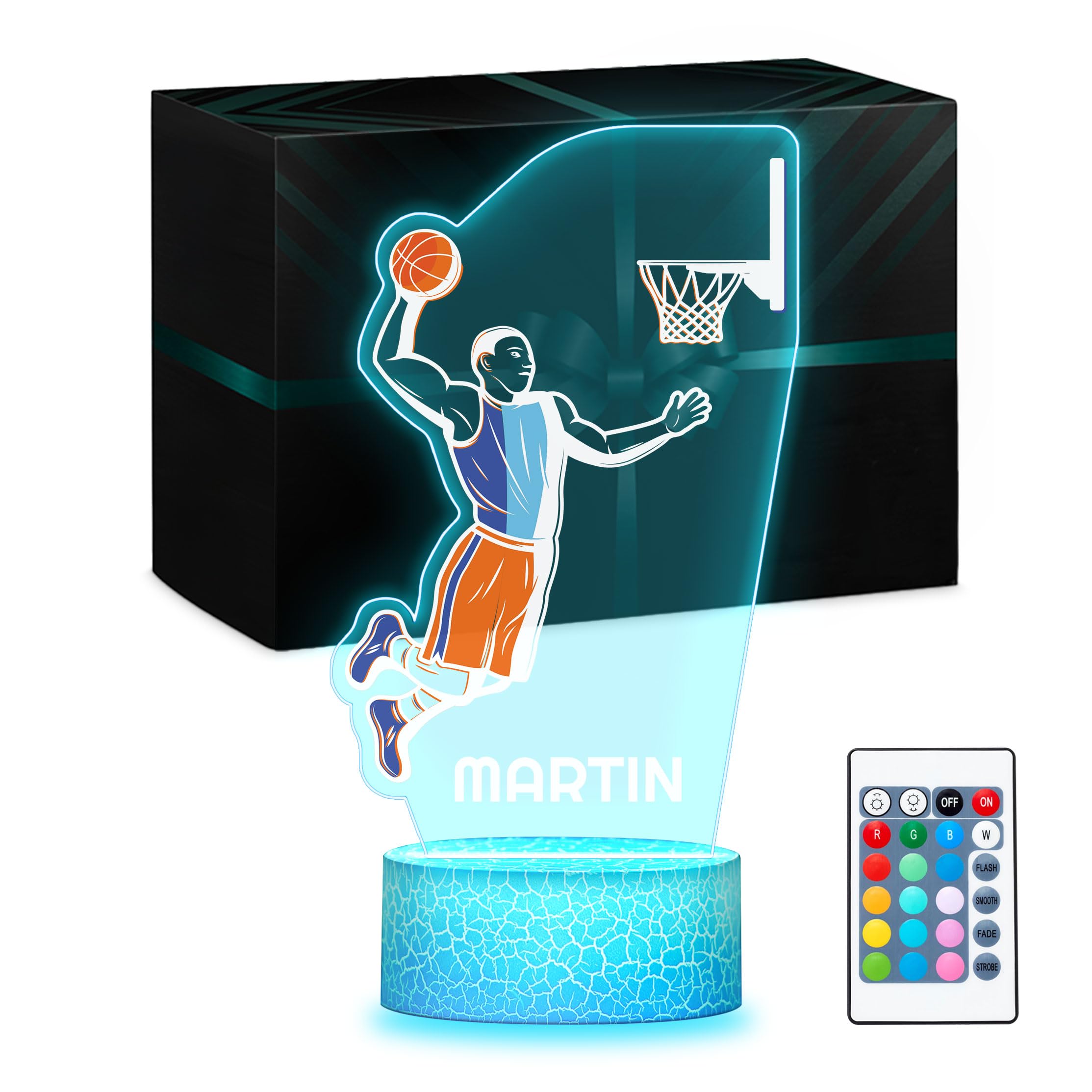 Maverton Personalised 3D Night Lamp - RGB, 16 Colours - Birthday Gift Idea - Football Gifts for Boys - National Football Team Shirt Design - Perfect 8 Year Old Boy Gifts, Ideal Football Gifts