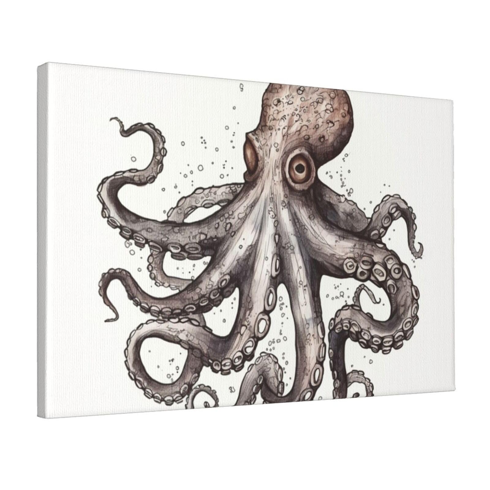 Canvas Wall Art for Living Room Wall Decor 12"x18" Modern Artwork Painting Pictures Hanging Canvas Prints Octopus Aesthetic Wall Art for Bedroom Bathroom Office Wallart Decor