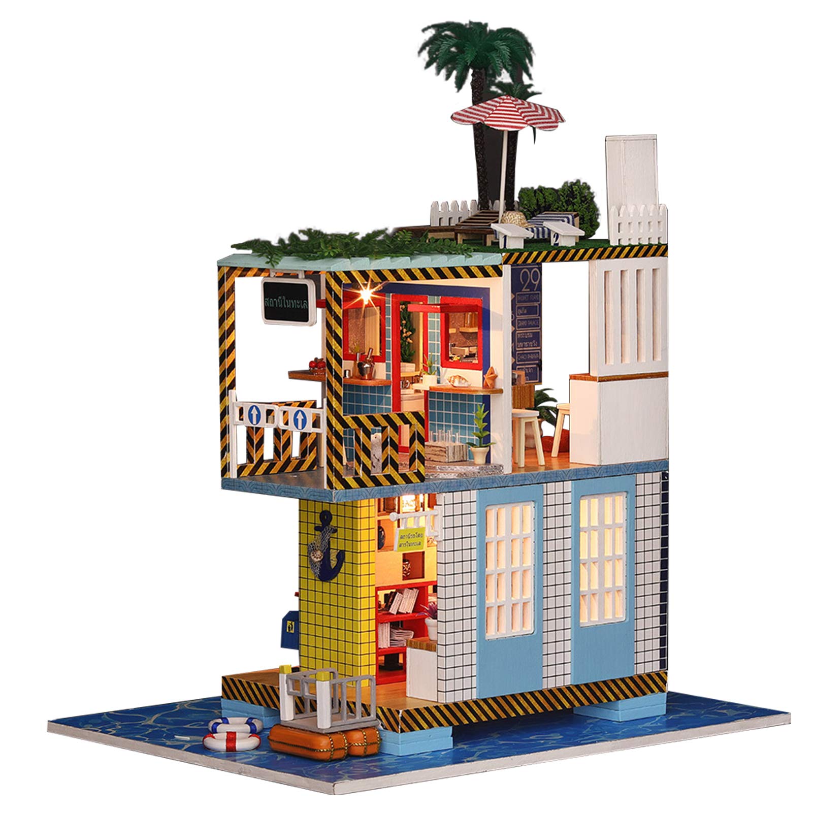 DIY Dollhouse Miniature Kit, Wooden Miniature Furniture Kit, DIY Miniature Dollhouse Kits for Adults to Build to Live in, Simulation Furniture Assembly Toy