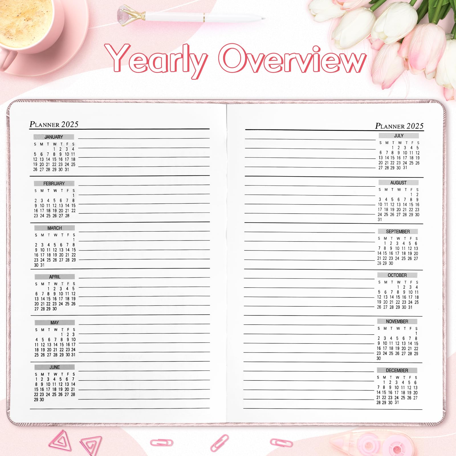 Kesote 2025 Diary A5 2025 Planner Daily Weekly Monthly Yearly Planners ...