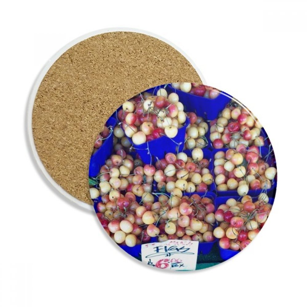 Coaster en céramique absorbant motif cerise pour protéger vos tables des taches de boissons