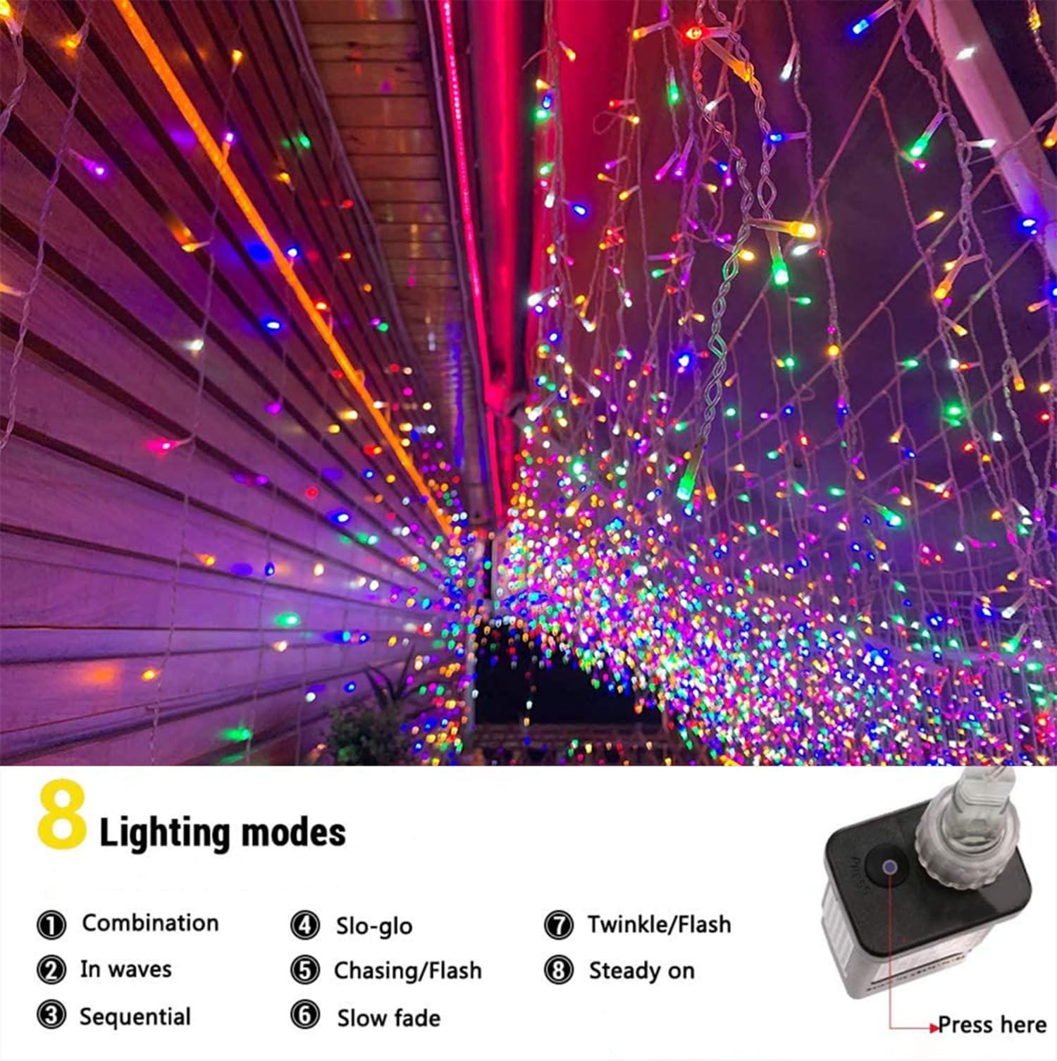 BrizLabs Luces Navidad Exterior con Enchufe, 35M 1000 LED 8 Modos Guirnalda Luces Interior, IP44 Impermeable Exterior Navidad para Jardín, Balcón, Fiesta, Aleros, Barandillas, Multicolor