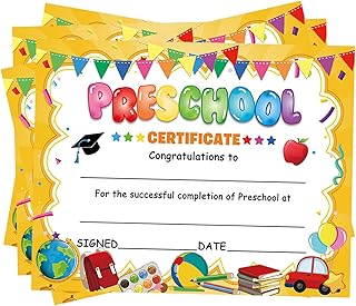 40PCS Preschool Diploma Certificate,Preschool Graduation Award Certificate Classroom Activities Certificate for Students Teachers Preschool Graduation Supplies.