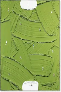 Textured Green Soccer Poster - Vibrant Fields and Mini Player Silhouettes Canvas Wall Art, 12x16in, Unframed