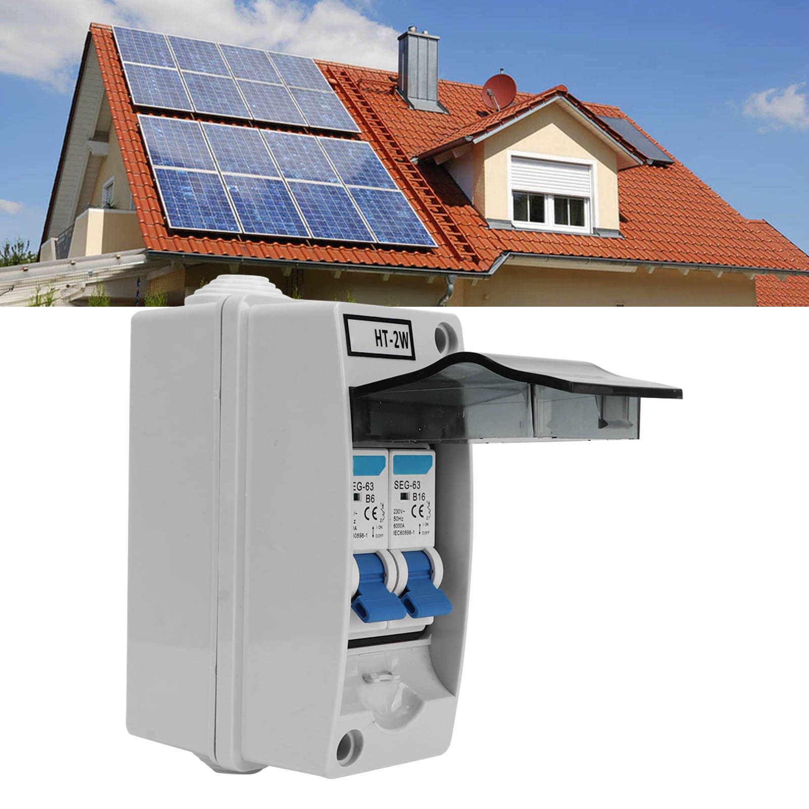 Disyuntor de Fugas en Miniatura 230V 6A 16A Caja de Distribución de Energía Impermeable MCB de 2 Vías