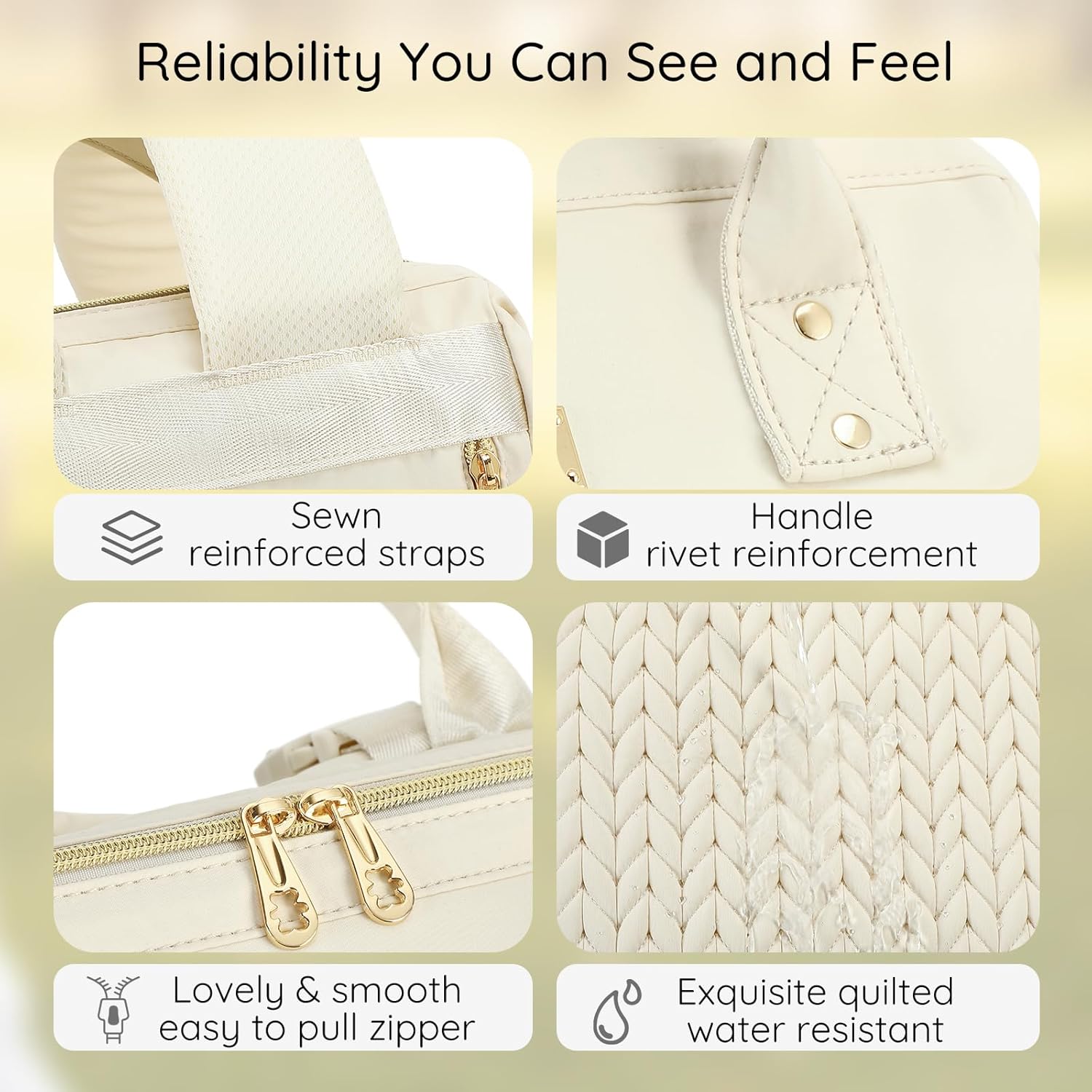 AIJIEKE Diaper Bag, Large Wide-Open Baby Diaper Backpack, Multi-functional Baby Travel Tote Bag, Diaper Bag with Changing Pad, Diaper Bags for Mom & Maternity (Beige) - Image 4