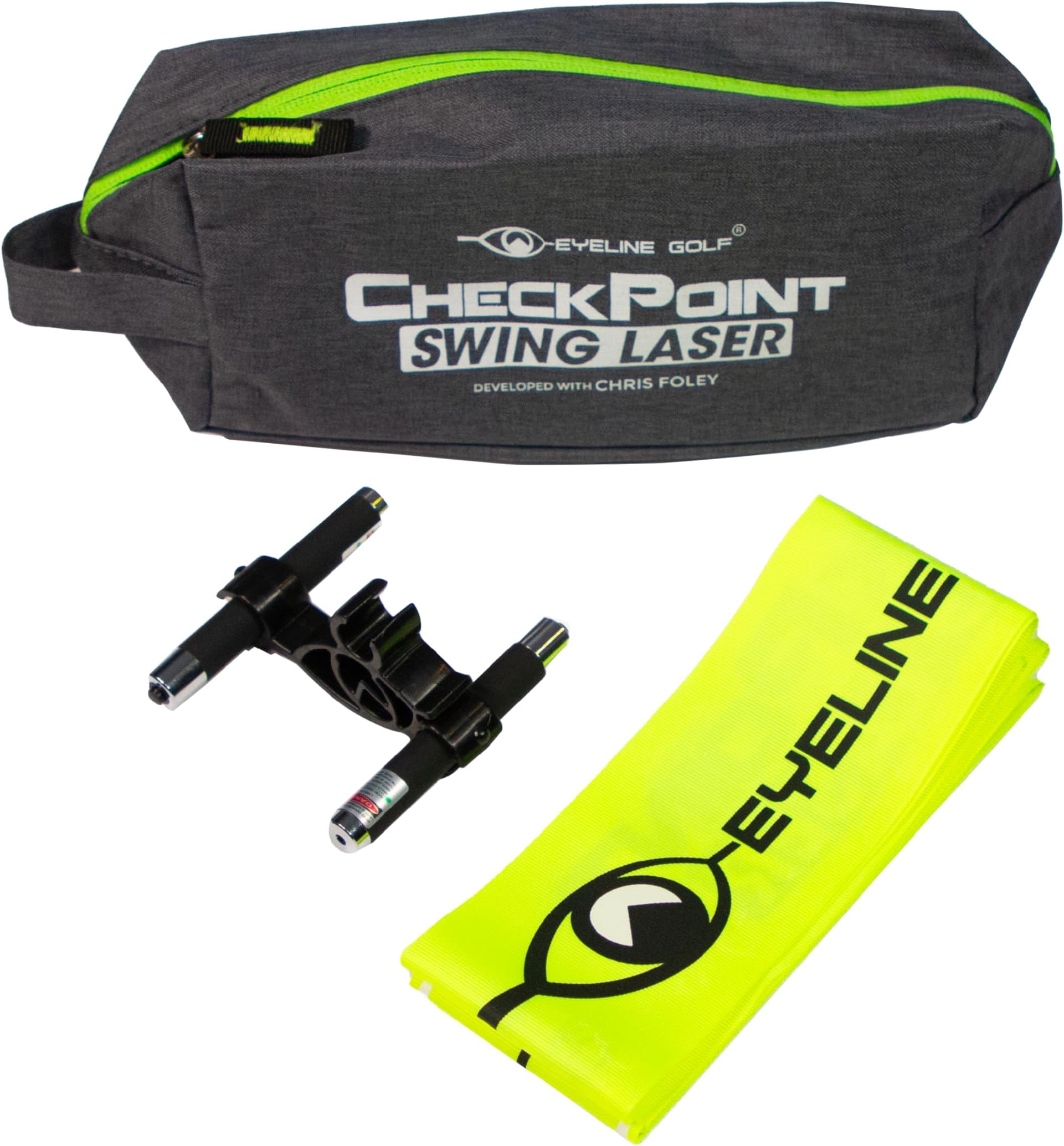 EyeLine Golf Check Point Swing Laser System - Fix Your Slice, Perfect Golf Swing Trainer with Dual Lasers for Any Club, Enhance Swing Path & Plane, Indoor/Outdoor Use