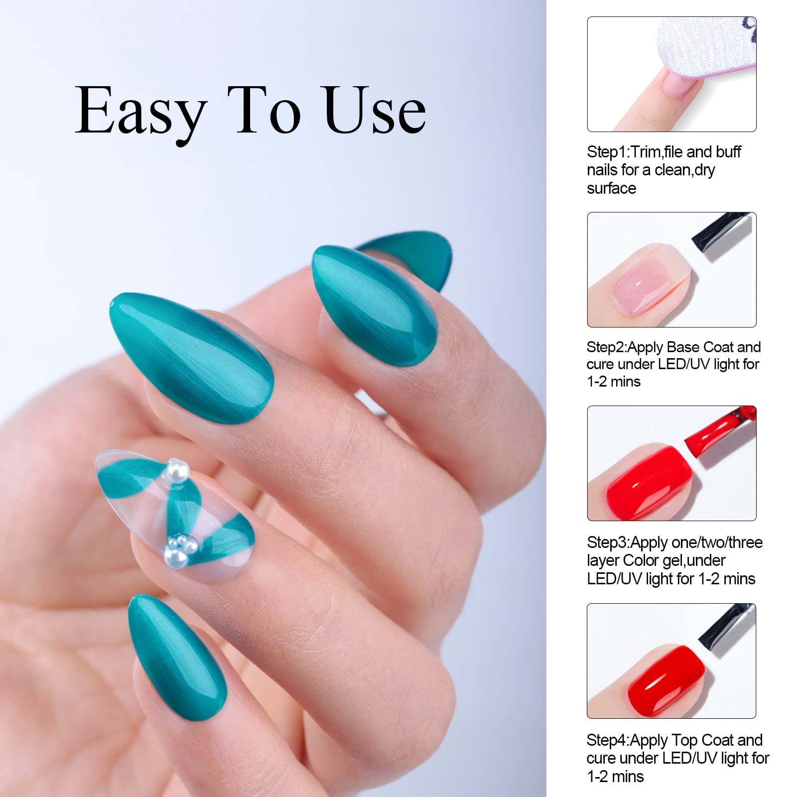Smalto Gel Semipermanente Blu ciano scuro 15 ml UV/LED Nail Art Manicure Pedicure per Uso Professionale e Domestico - Lunga Durata e Facile da Applicare