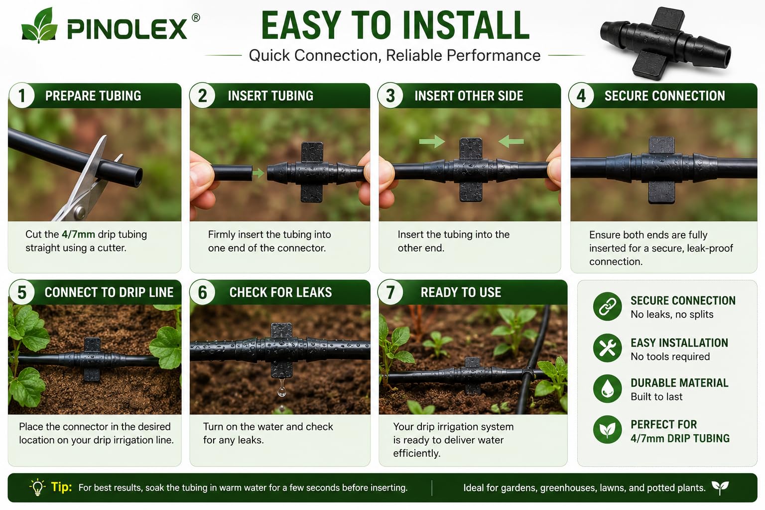 Pinolex Drip Irrigation Kit - 100 Connectors -8 Pinolex Drip Irrigation Kit - 100 Connectors -8