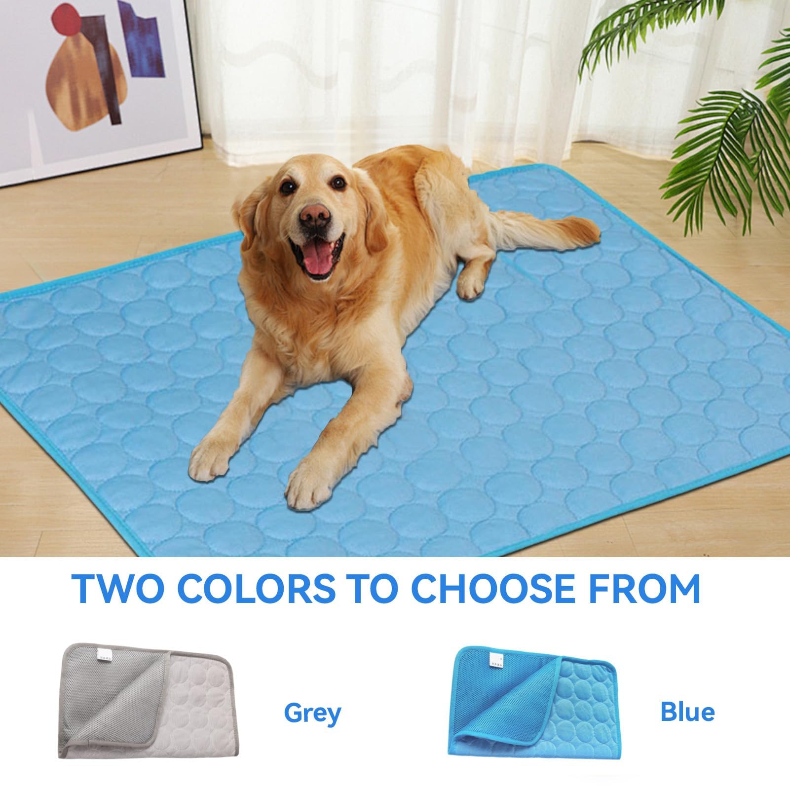 Cyrank Dog Cooling Mat, Cooling Pad for Dogs Pet Pad Dog Pads Extra Large Ice Silk Breathable Summer for Cat (XL/100 * 70cm-blue) - Image 3