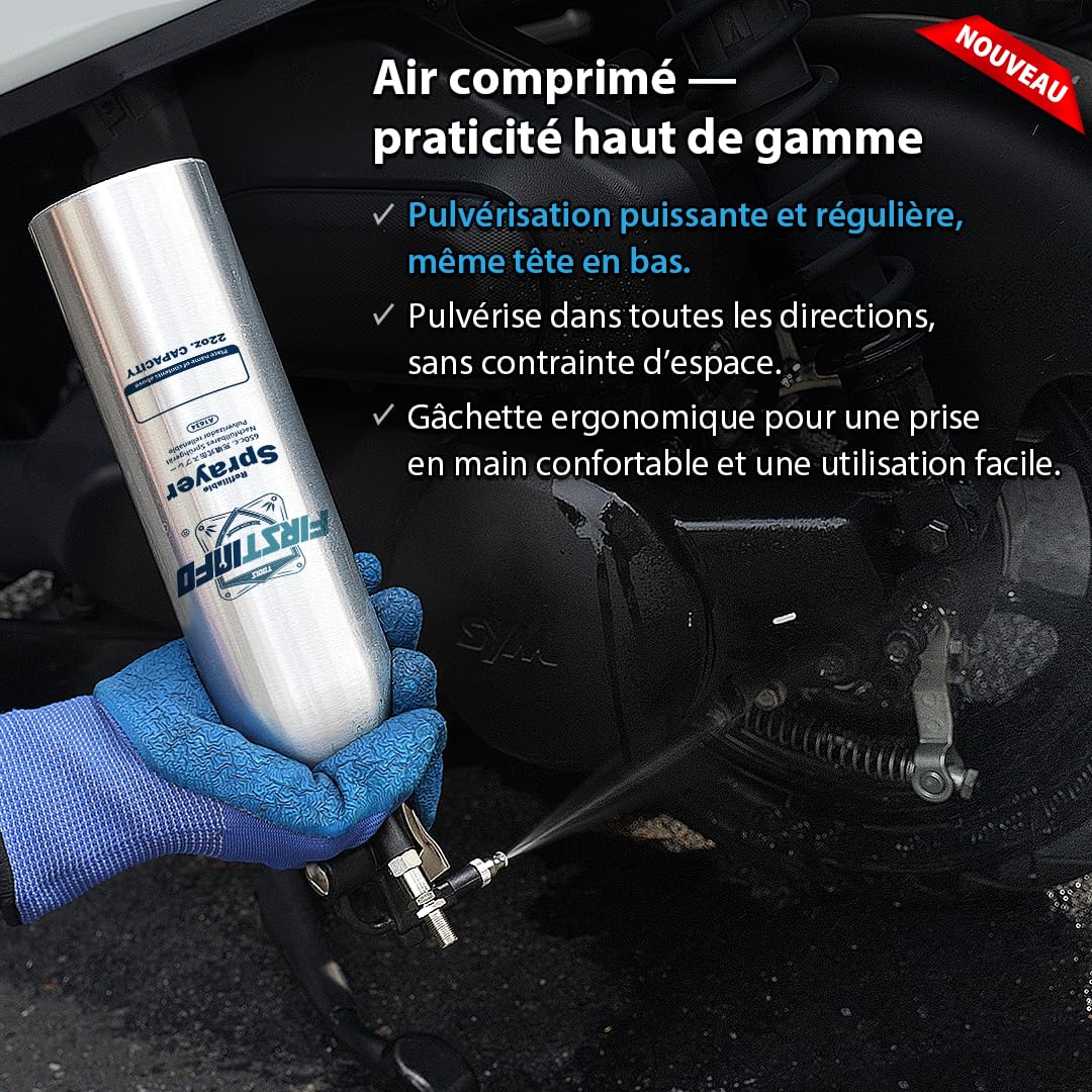 FIRSTINFO Pulvérisateur Aluminium 110 PSI Buse Brume 650 ml A1634