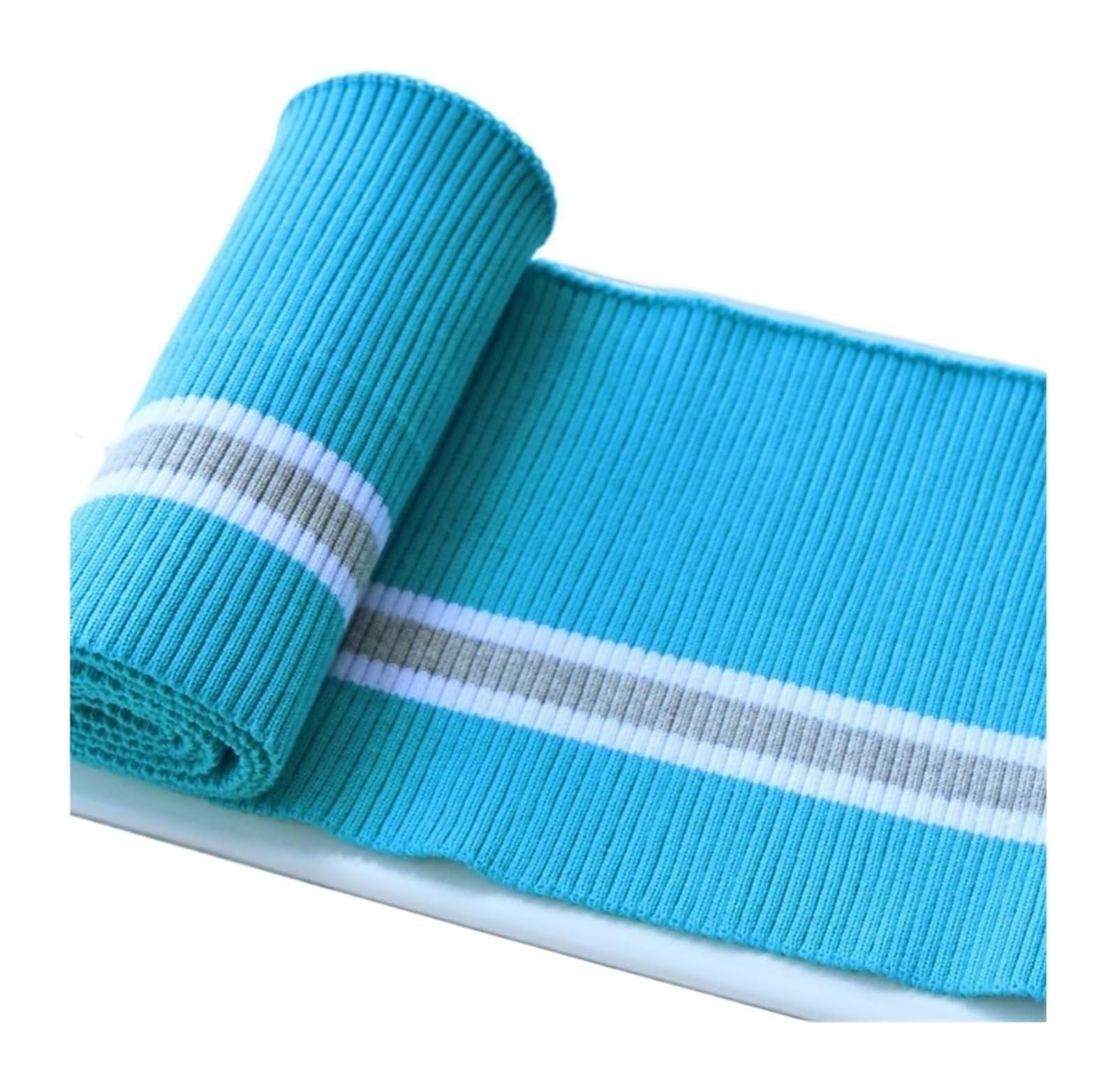 Knit Cuff, Cotton Spandex Elastic Ribbed Cuffs Stretch Knit Multicolor 80cm X 15cm(Blue)