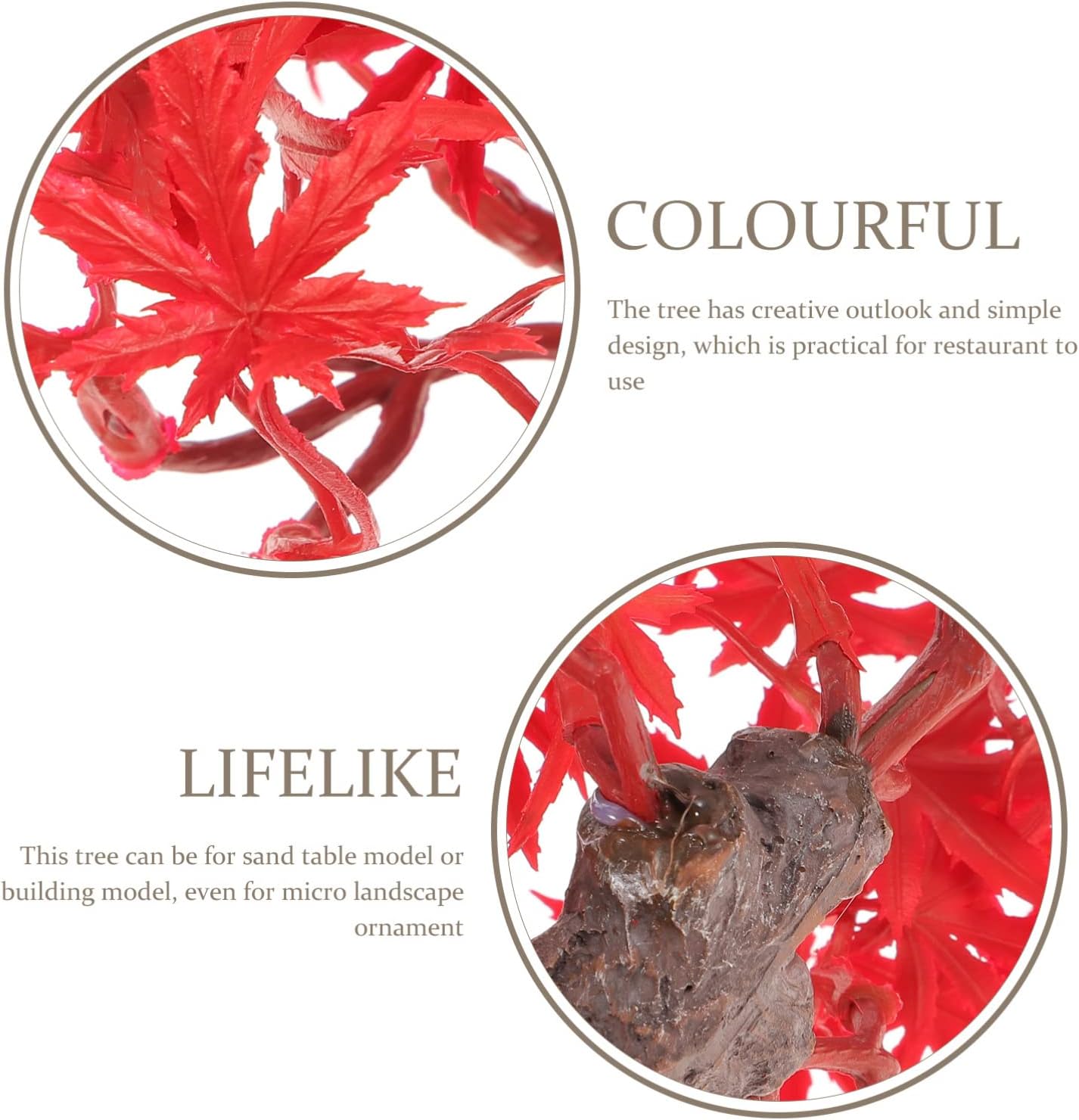 Yardwe Mini Japanese Maple Tree 11.81In Artificial Red Bonsai Faux Small Tree Decorative Tabletop Micro Landscape Ornament for Home Office