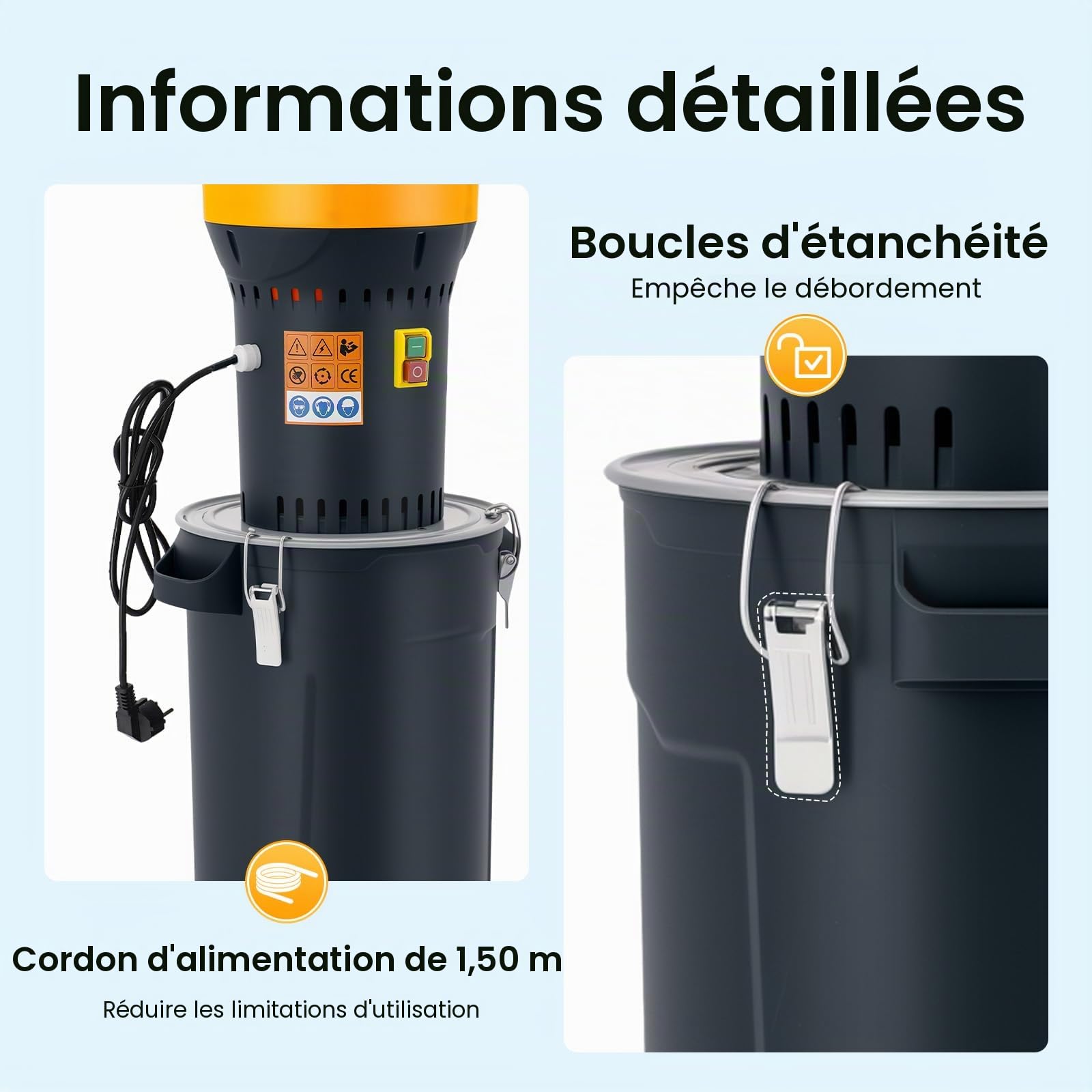 Broyeur de céréales électrique 1000 W, 25 l, broyeur de blé et de riz, broyeur électrique professionnel pour tous les types de céréales
