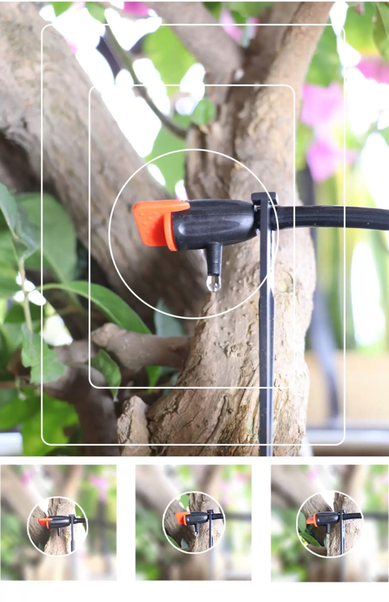 Gotero de riego de jardín, emisores de goteo para tubos de riego por goteo de 1/4 pulgadas con estacas de soporte, goteros de flujo de agua ajustables para sistema de riego de jardín para manguera