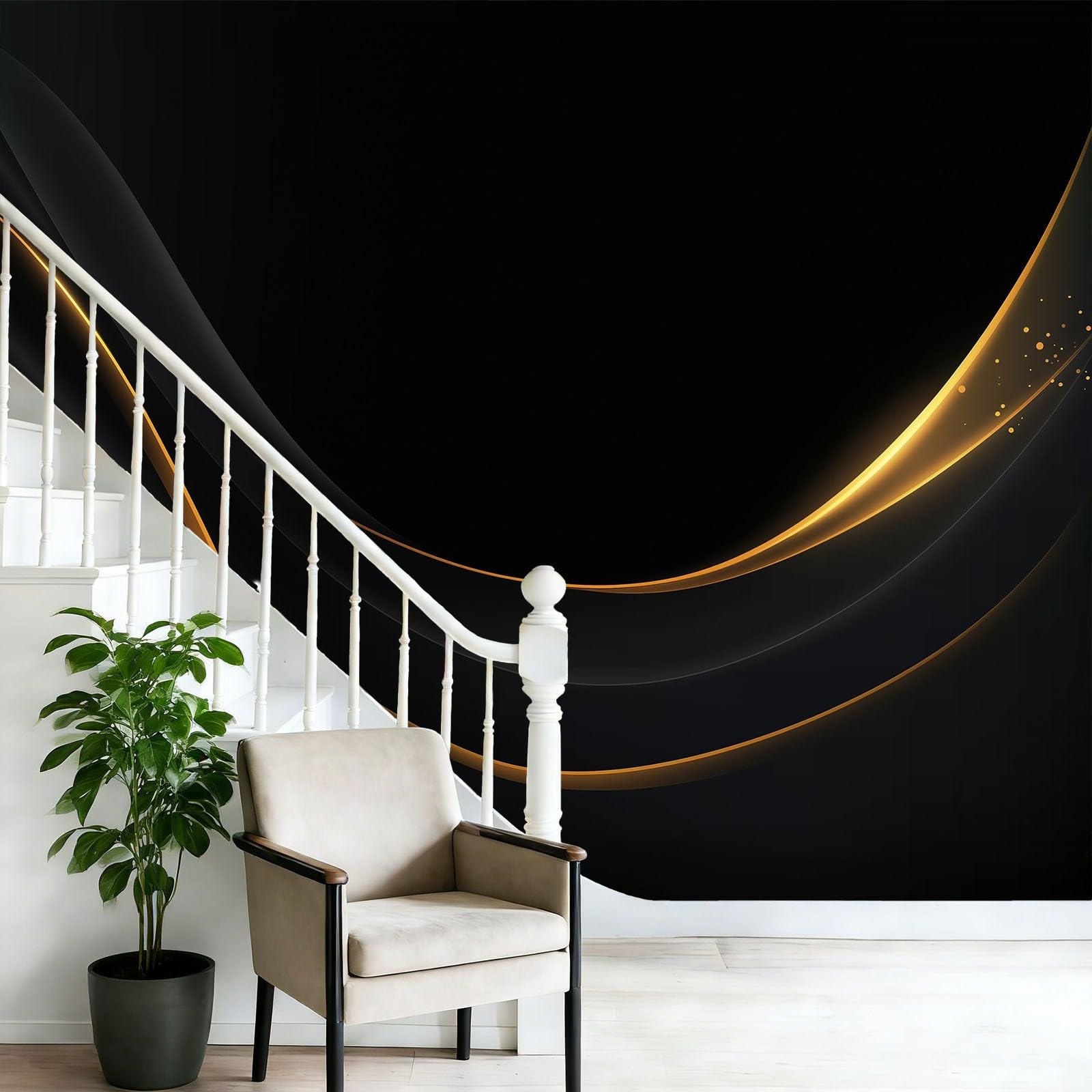 Fototapeta z włókniny 400 x 280 cm gigantyczny plakat eleganckie minimalistyczne linie dekoracja, czarna panoramiczna tapeta 3D dekoracja ścienna