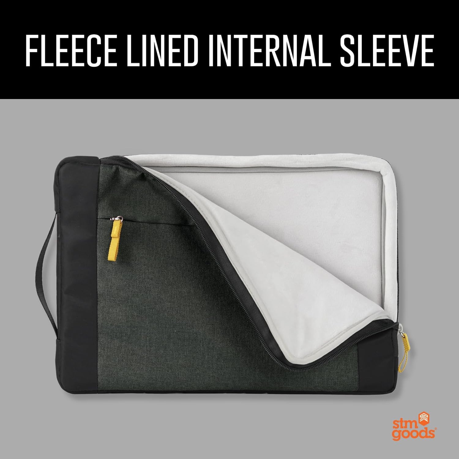 STM Kin Laptop Sleeve – Slim & Lightweight, Fleece-Lined Interior, 4mm EVA Shock Absorption, Zippered Storage Pocket, Retractable Handle, Stylish & Protective Design for 16” Laptops - Aqua Blue