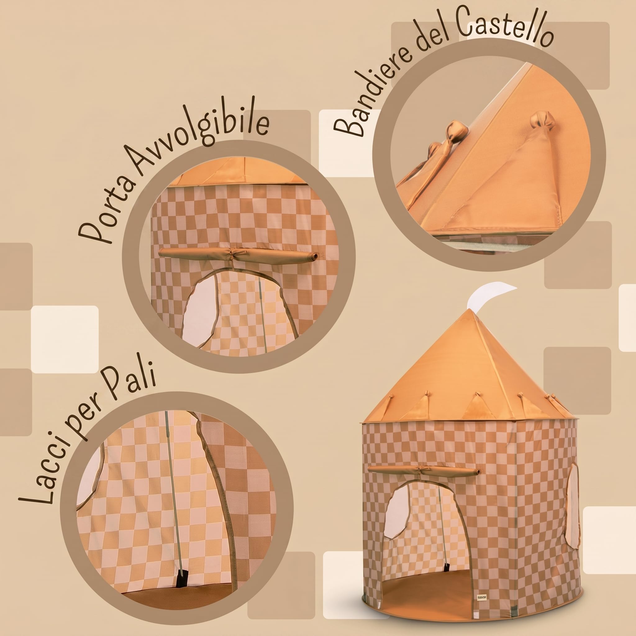 Tenda da campeggio per bambini a quadri gialli per bambini ed esterni, tenda pop-up per bambini e bambini piccoli, parco giochi, piscina di palline e giocattoli da giardino, design