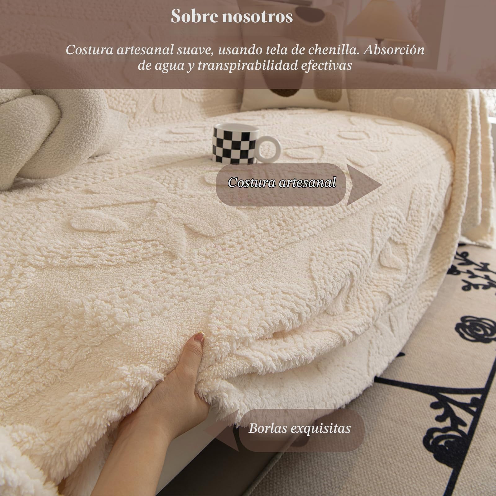 Felpa Manta Sofa, Otoño e Invierno Colcha Multiusos para Sofá, Mantas para Cama,Cálida Gruesa Alfombra de Sofá Súper Suave Cómodo Jarapas para Sofas 180 * 150cm-Beige