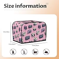 Vista 5 de Retro Camera Pink Print Toaster Cover 2 Slice, Toaster Oven Covers with Pockets for Kitchen Small Appliance Covers and Fingerprint Protection
