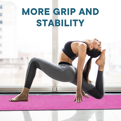 Miniatura 6 de Toallas de yoga, toalla antideslizante para esterilla de yoga caliente con puntos de agarre, manta de yoga de microfibra suave súper absorbente para