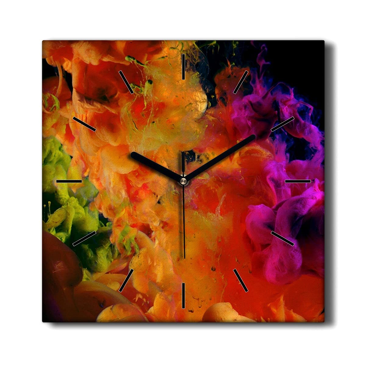 Horloge sur Toile 30x30cm fumée colorée pour décoration murale de salon moderne