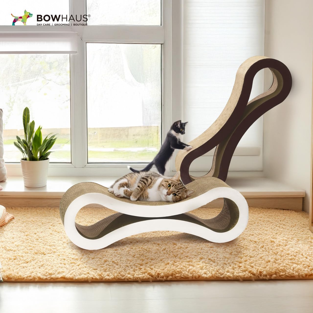 BOWHAUS Infinity - Tumbona rascador reversible para gatos, duradera y duradera, rascador de cartón para gatos, almohadilla grande para rascar gatos, tabla de rascar, almohadilla infinita para gatos de
