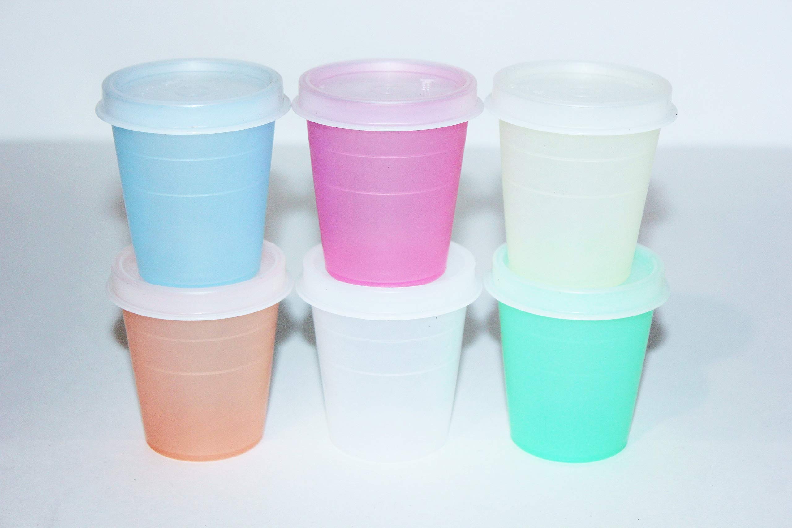 Tupperware Compact Pastel Set - 6 Round Plastic Food Storage Containers, 2 Ounce Each, Dishwasher Safe, Stackable, Air Tight, Flip Top Lids